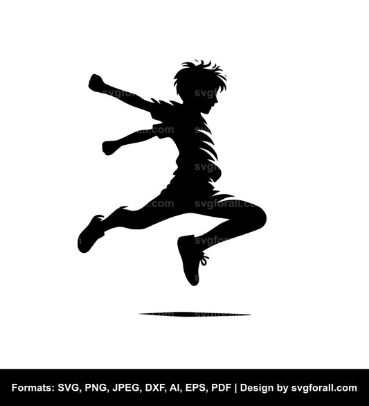 Boy Jumping Black SVG