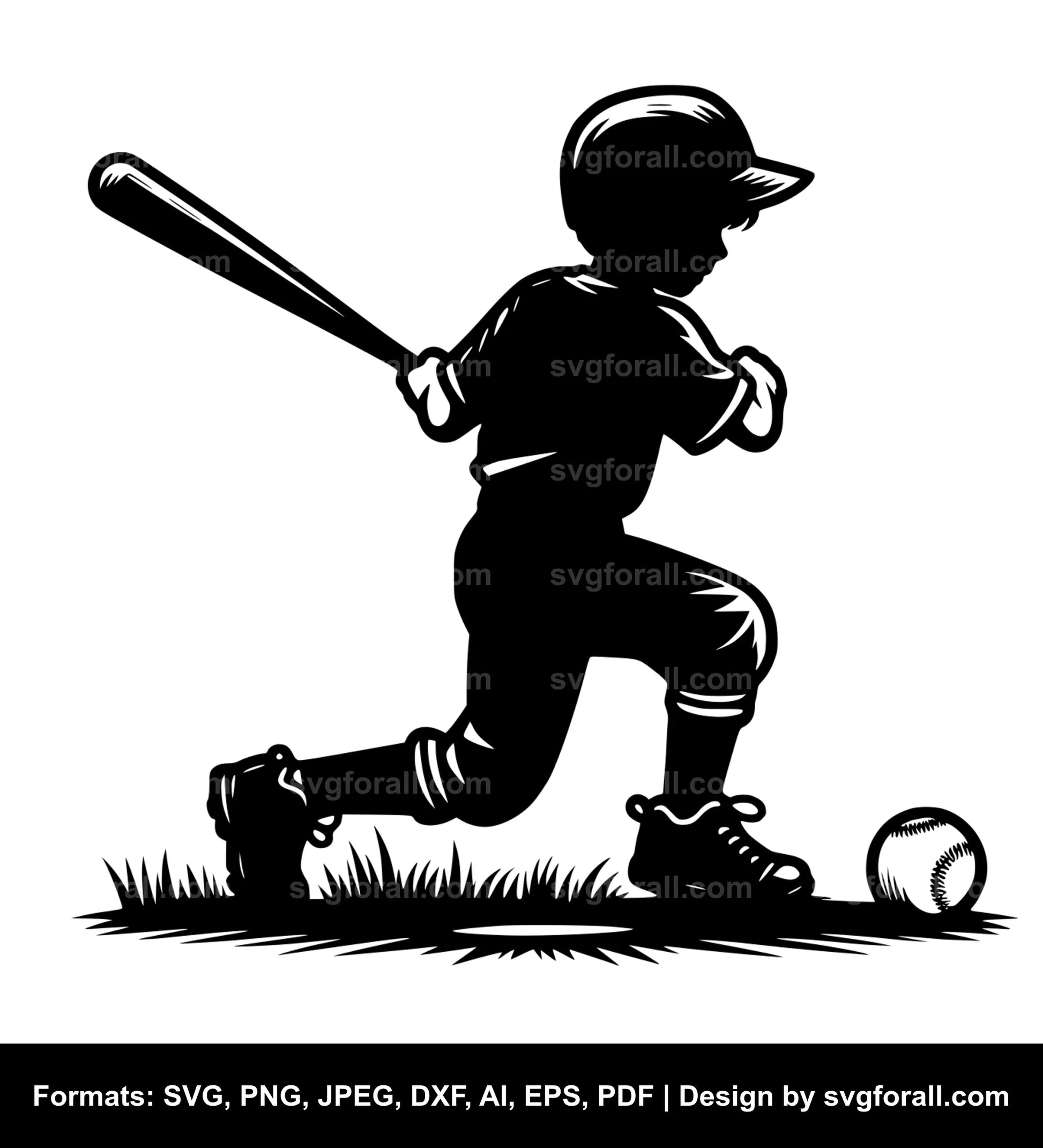 Boy Playing Baseball SVG File