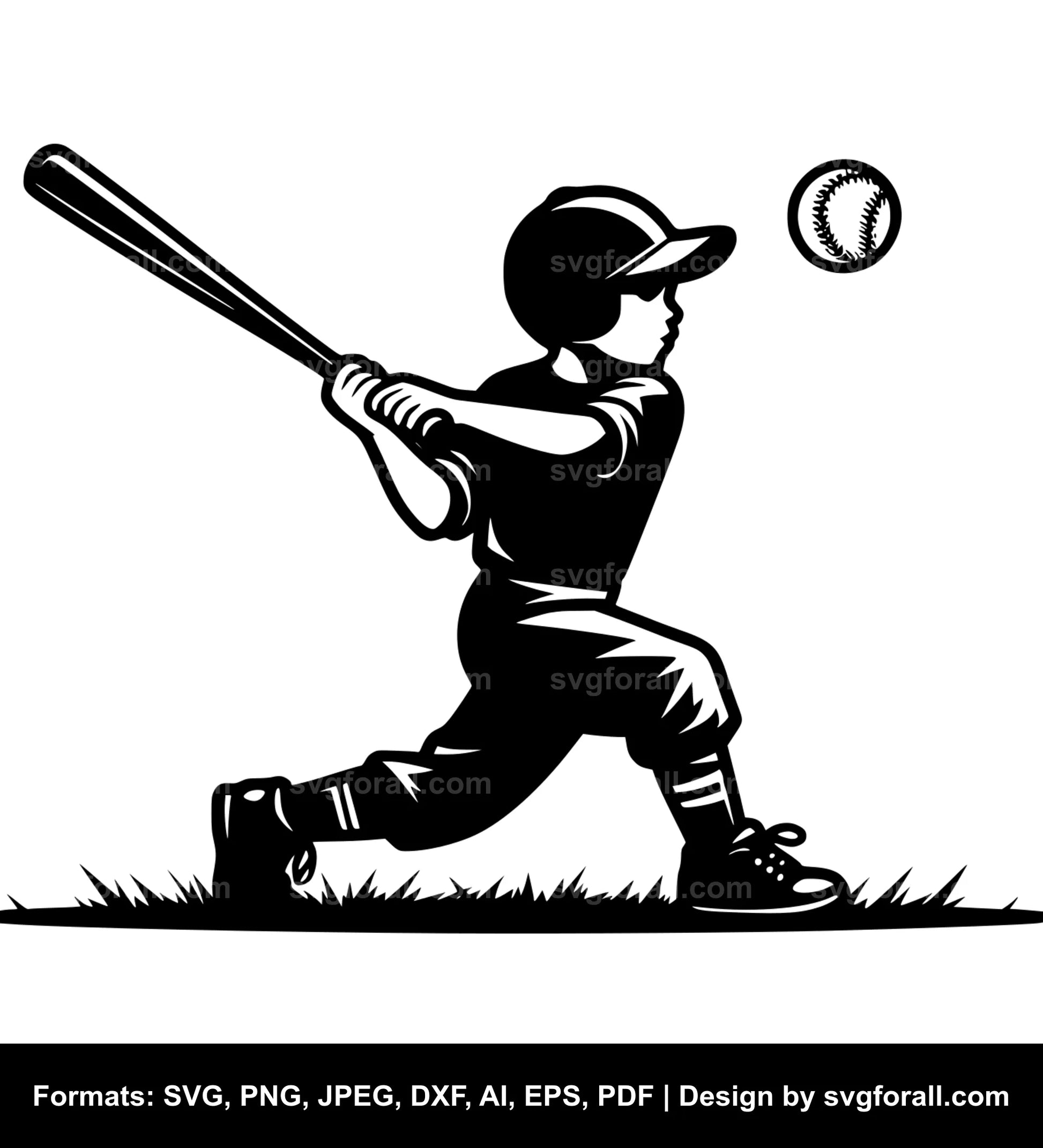 Boy Playing Baseball SVG PNG