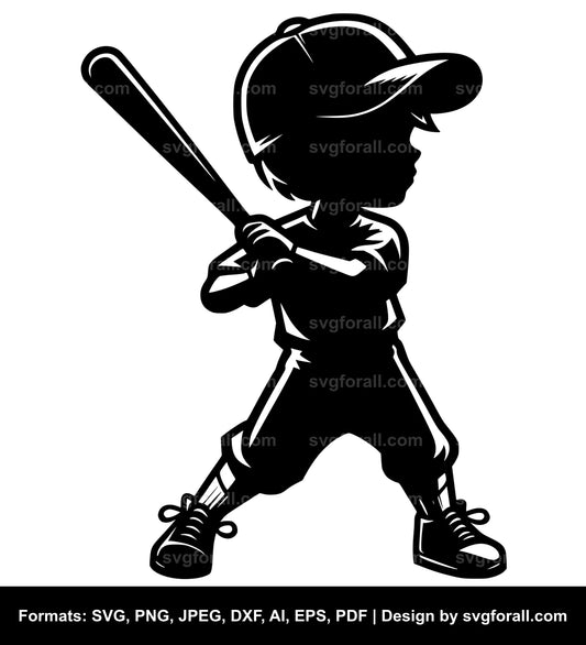 Boy Playing Baseball SVG Vector