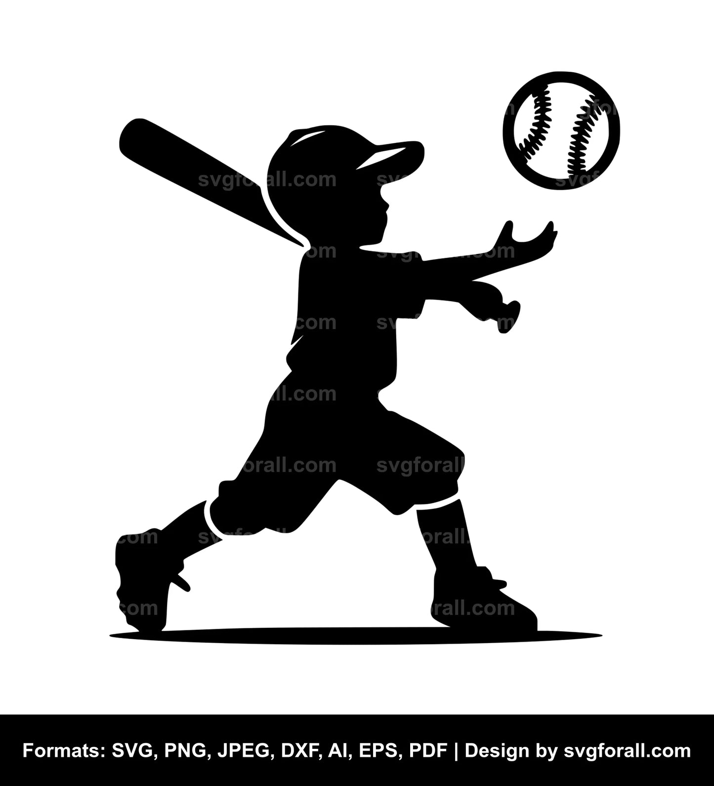 Boy Playing Baseball Vector SVG