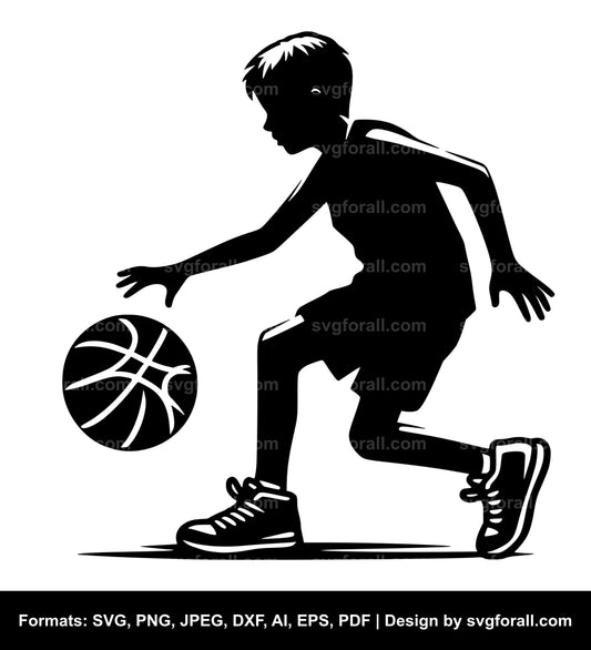 Boy Playing Basketball SVG