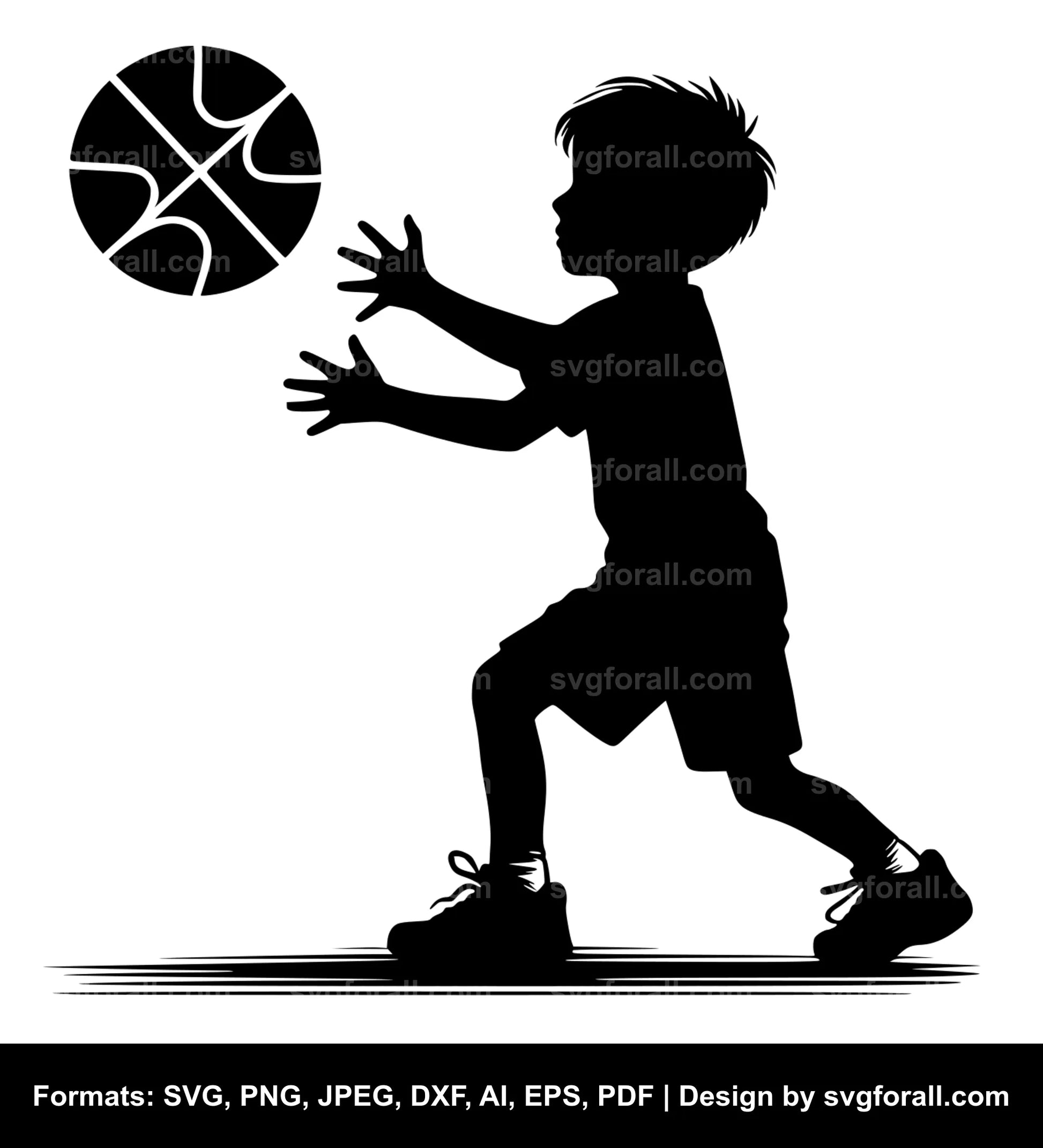 Boy Playing Basketball SVG File