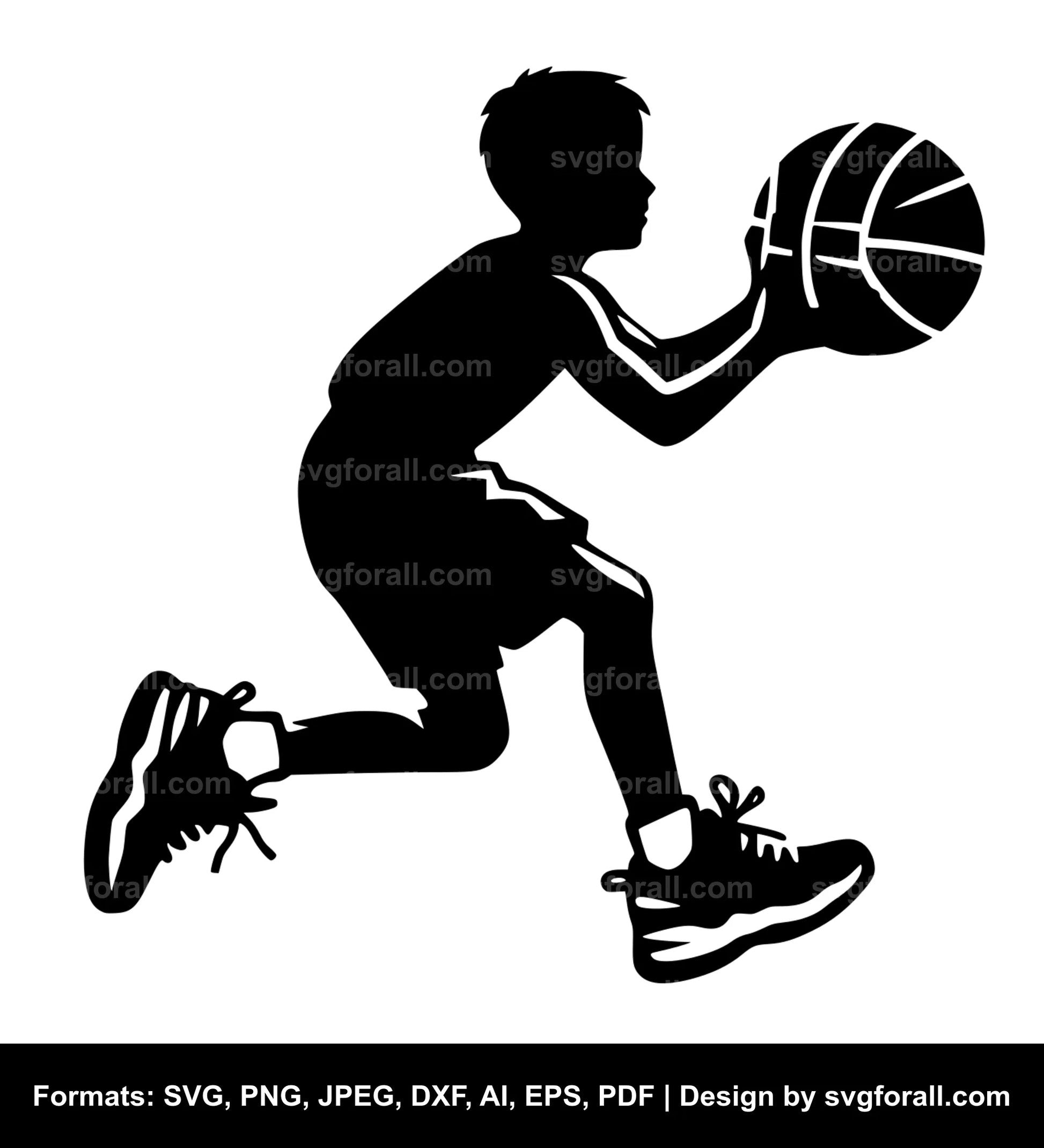 Boy Playing Basketball SVG PNG