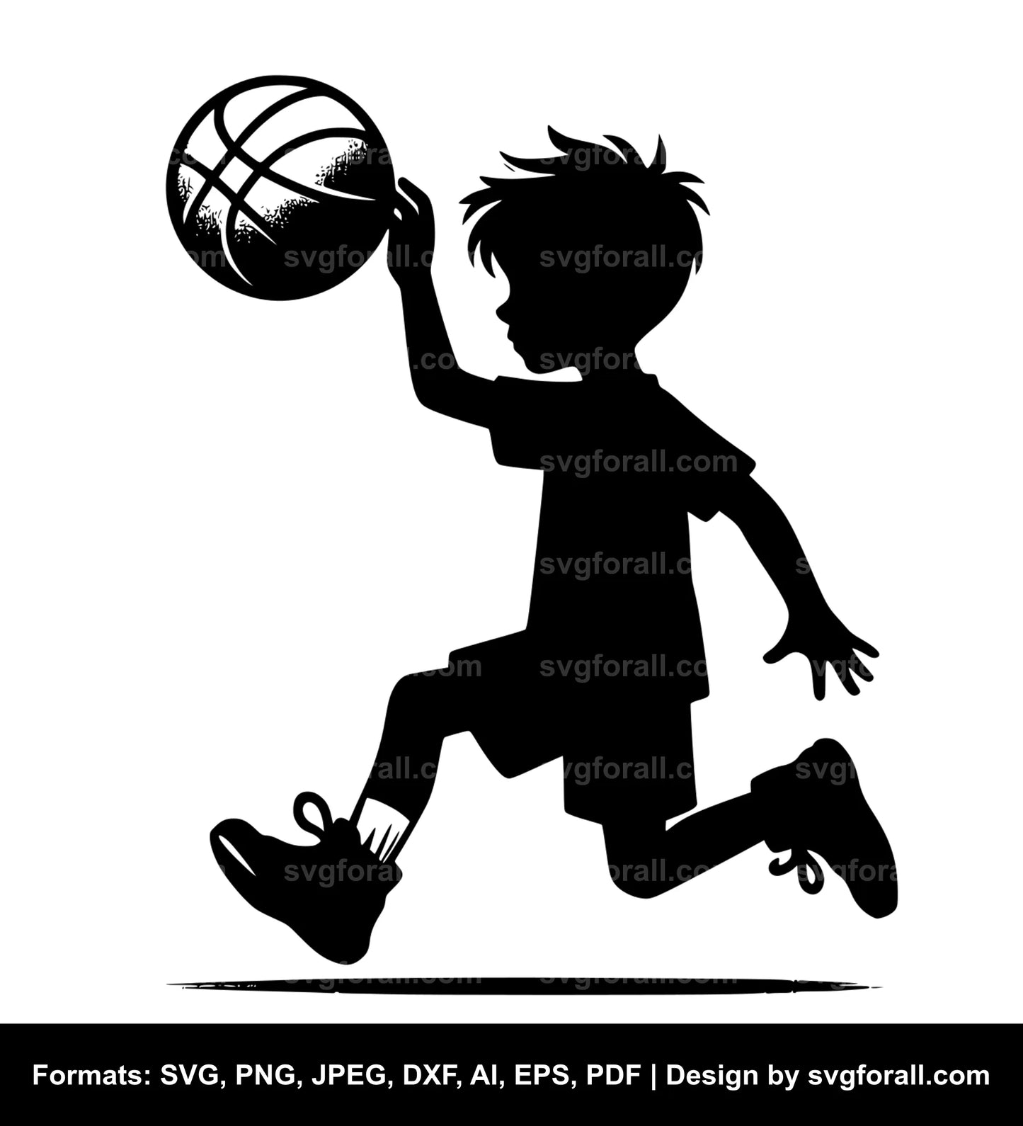 Boy Playing Basketball SVG Vector