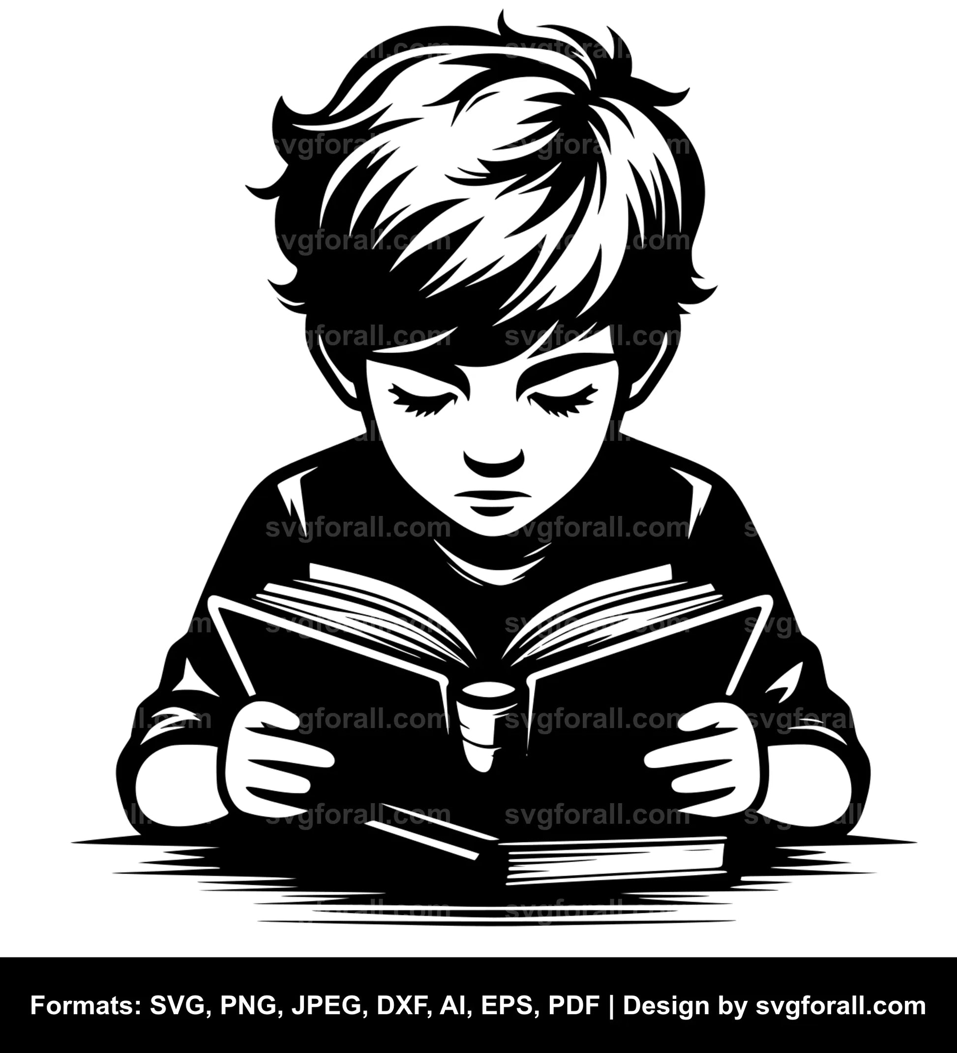 Boy Reading SVG