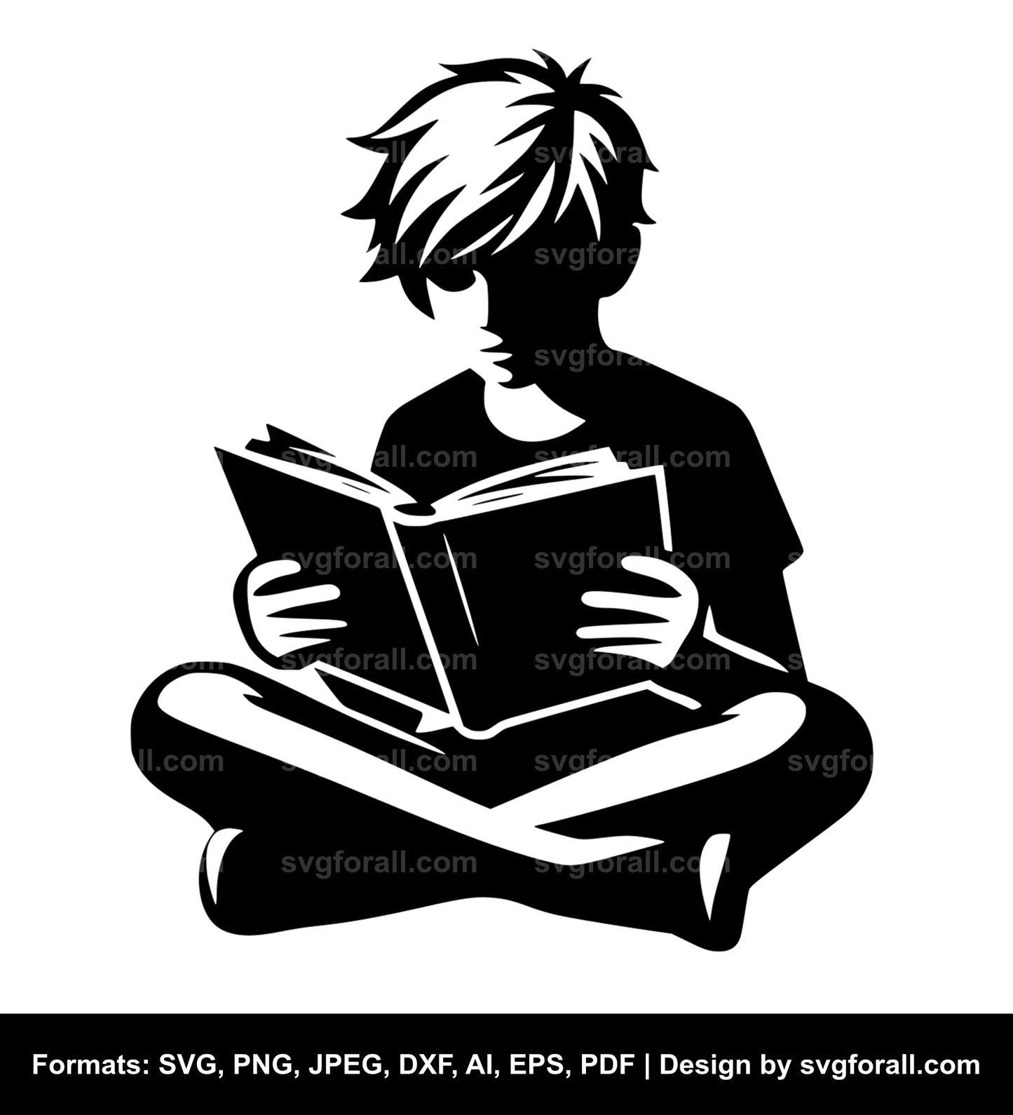 Boy Reading SVG File