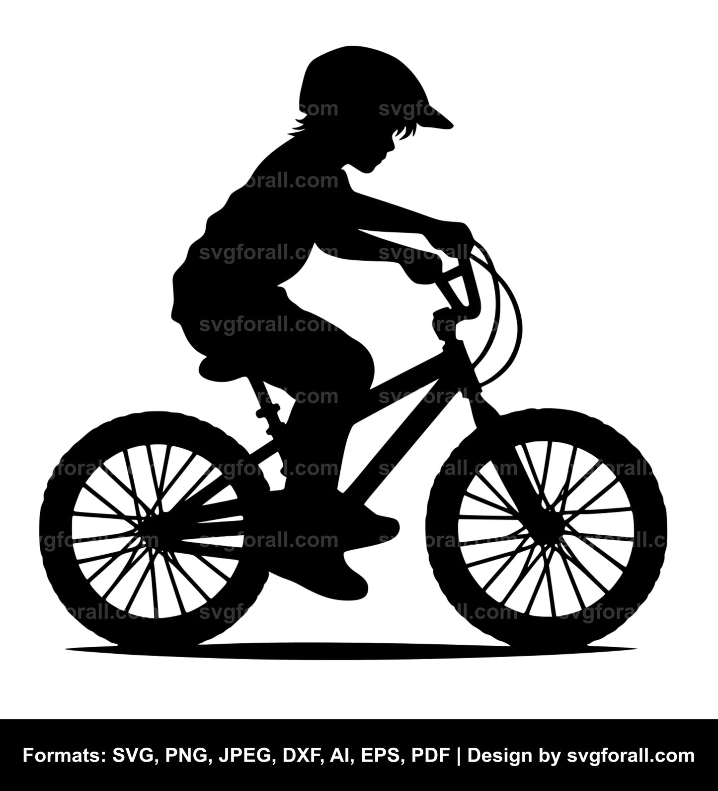 Boy Riding Bike Black SVG