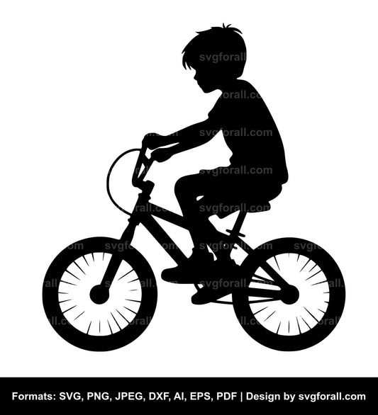 Boy Riding Bike SVG Vector