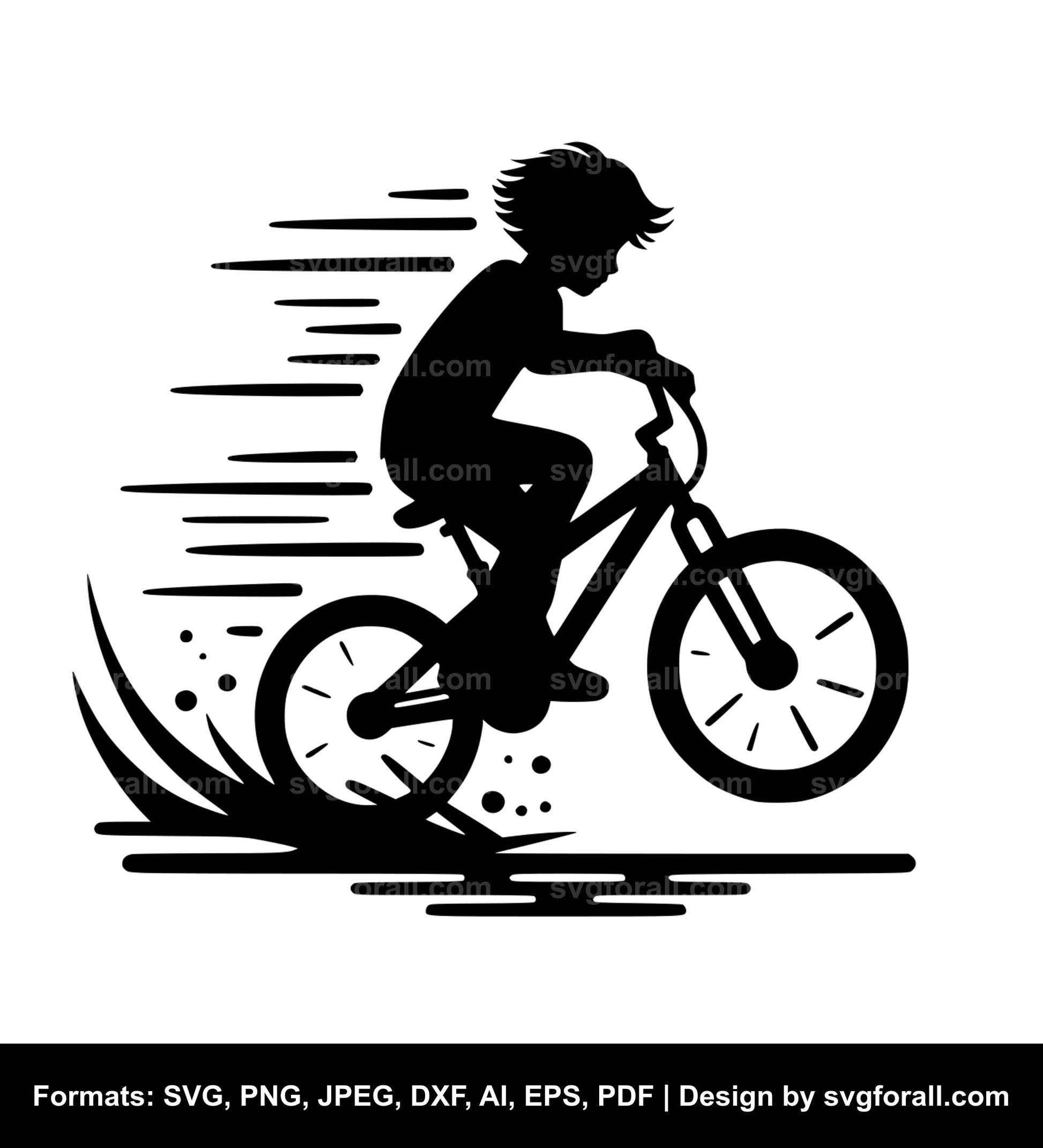 Boy Riding Bike Vector SVG