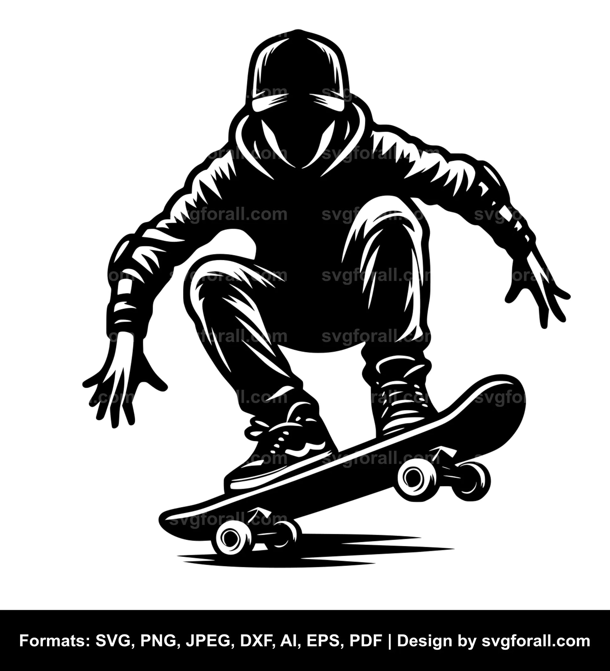 Boy Skateboarding SVG File