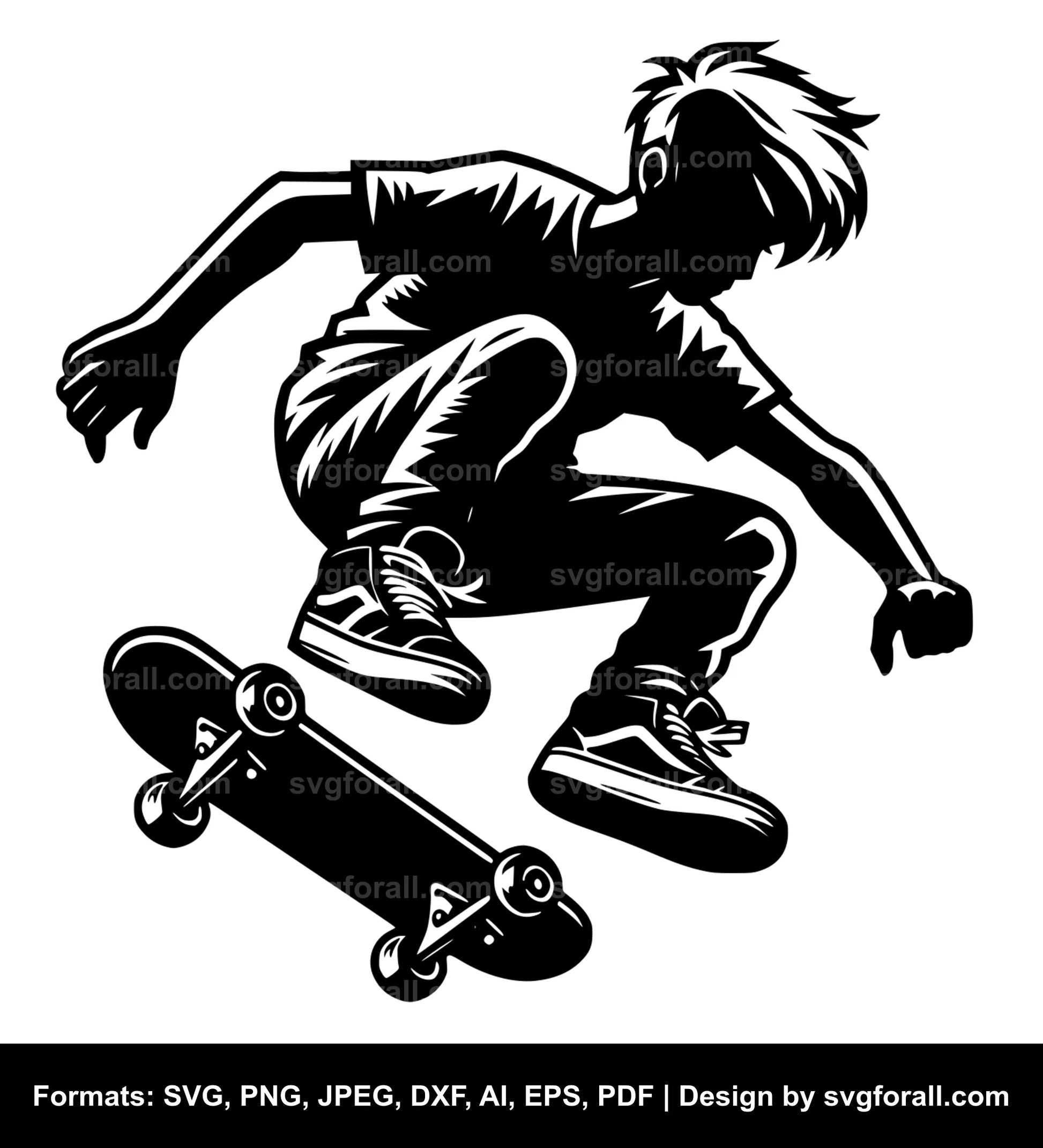 Boy Skateboarding SVG PNG