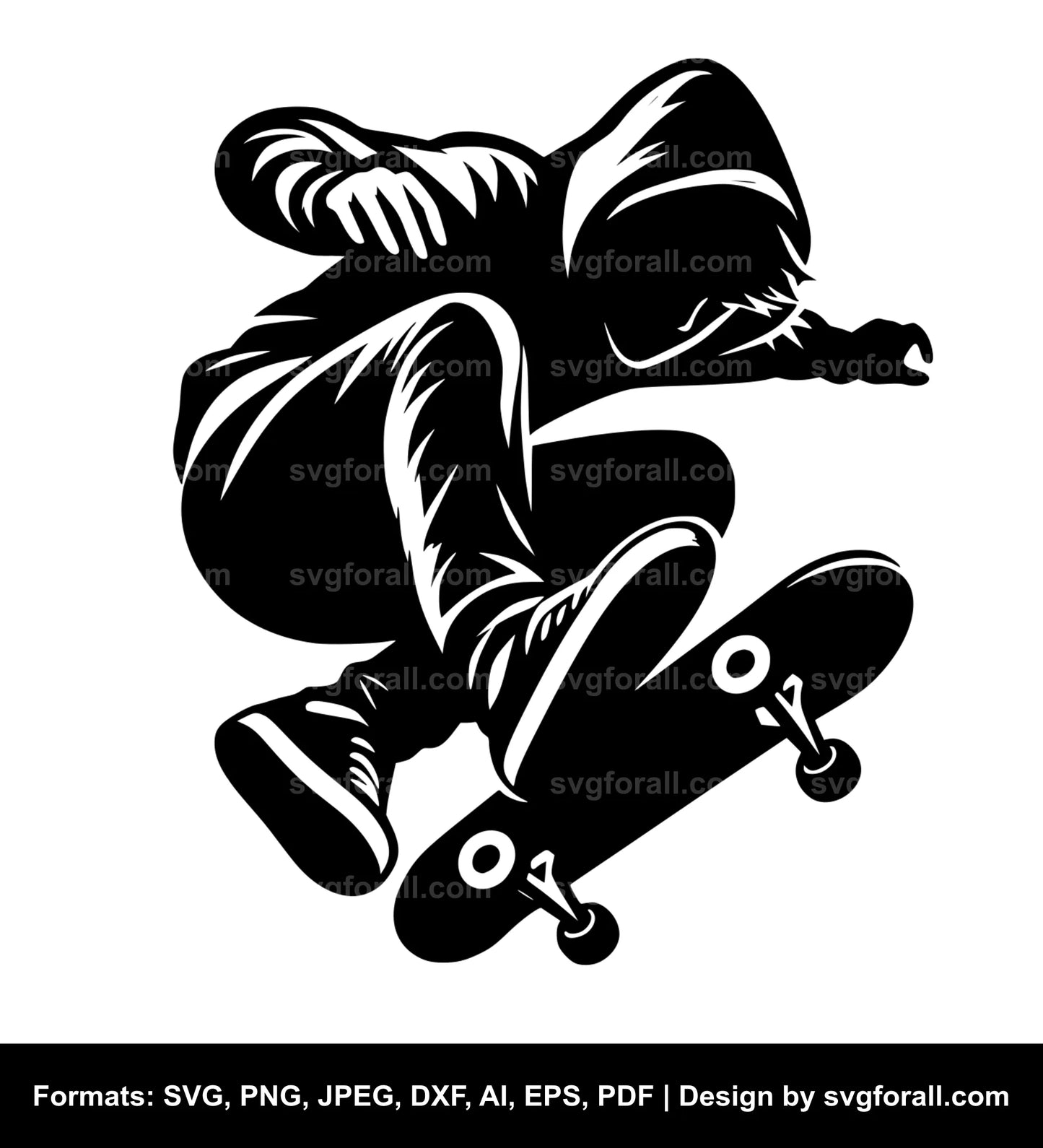 Boy Skateboarding SVG Vector