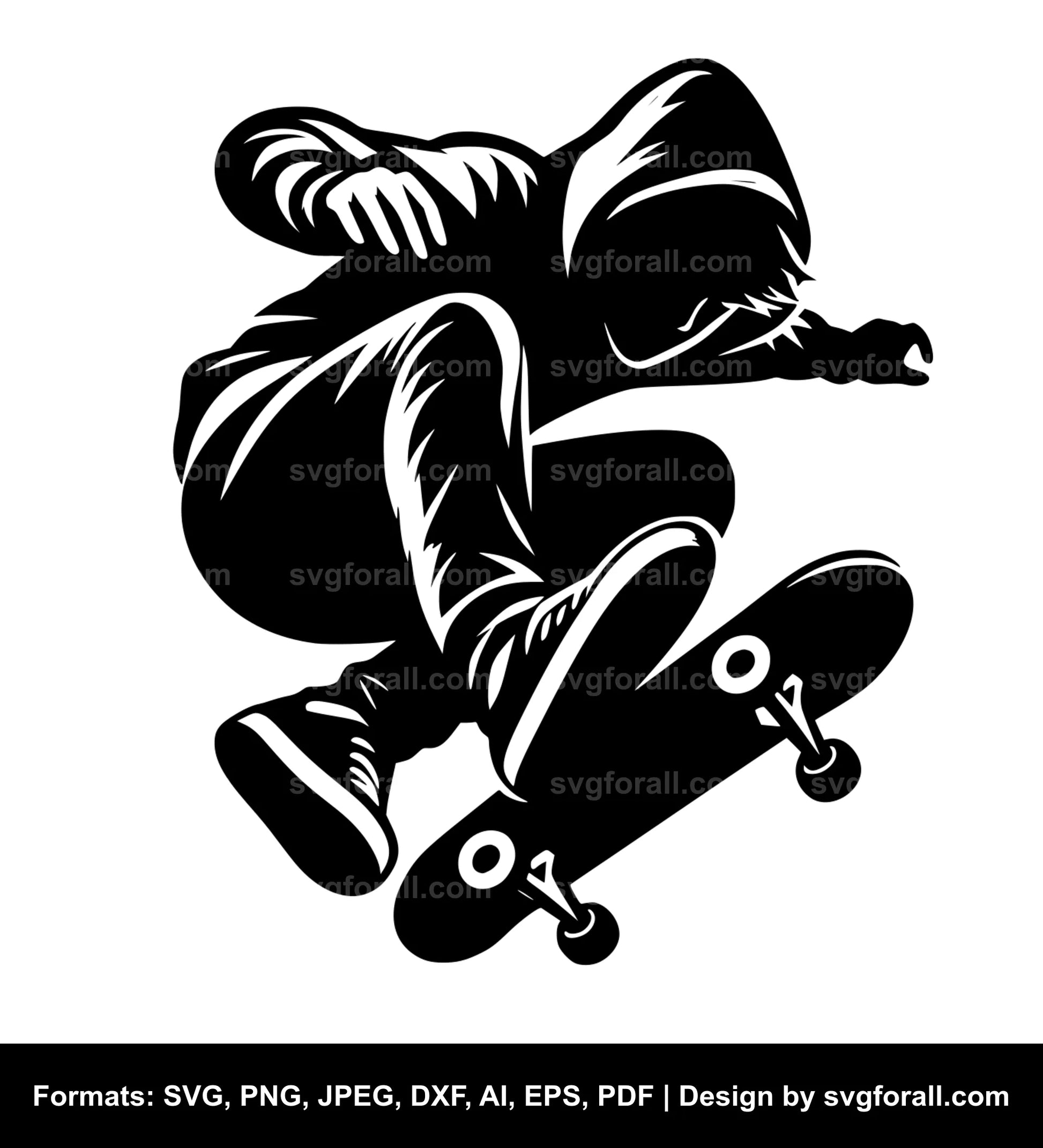 Boy Skateboarding SVG Vector