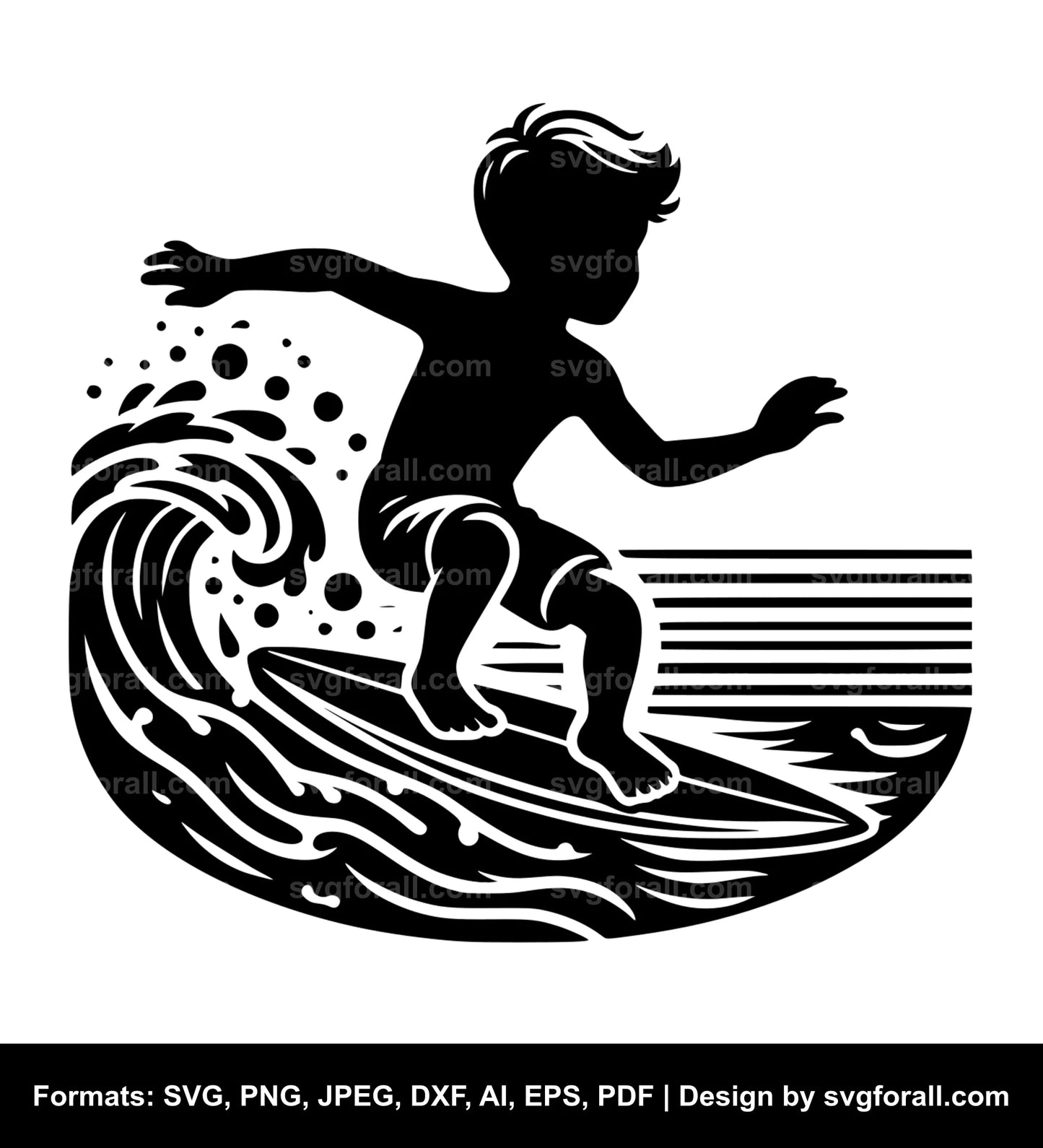 Boy Surfing Clipart SVG