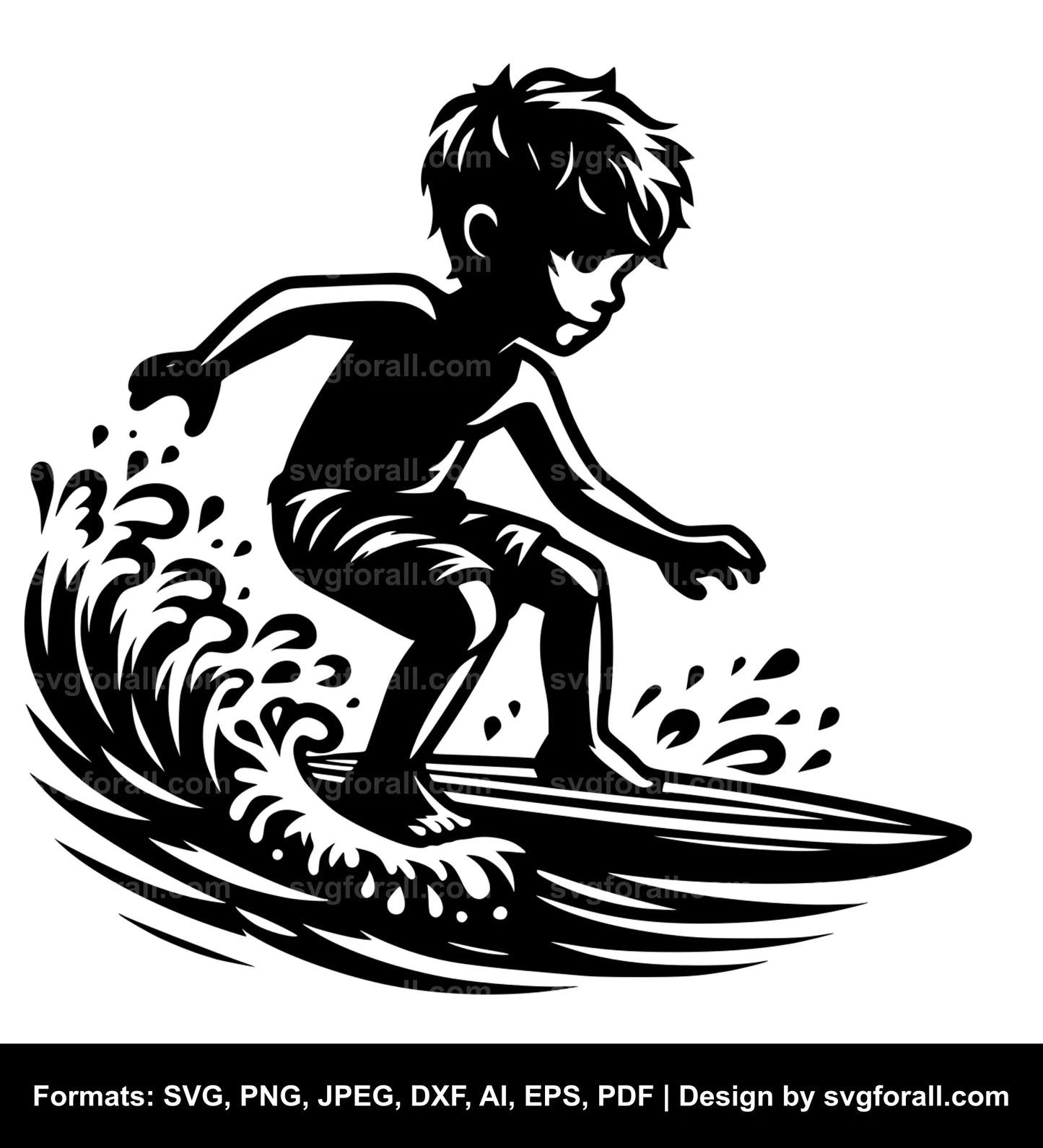 Boy Surfing Cricut SVG