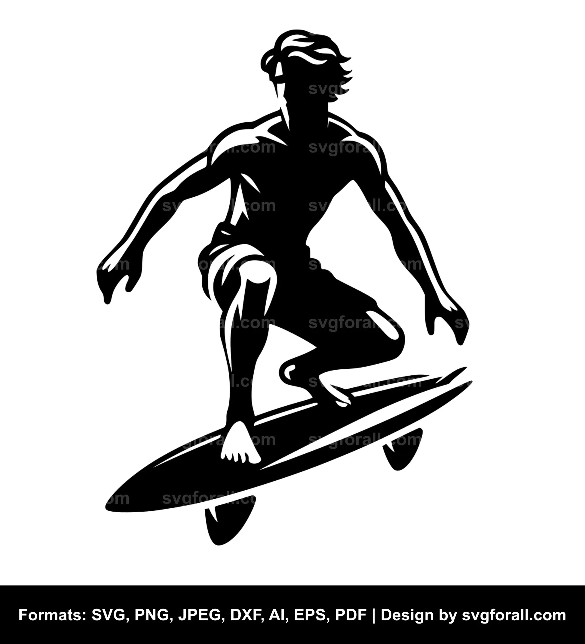 Boy Surfing SVG