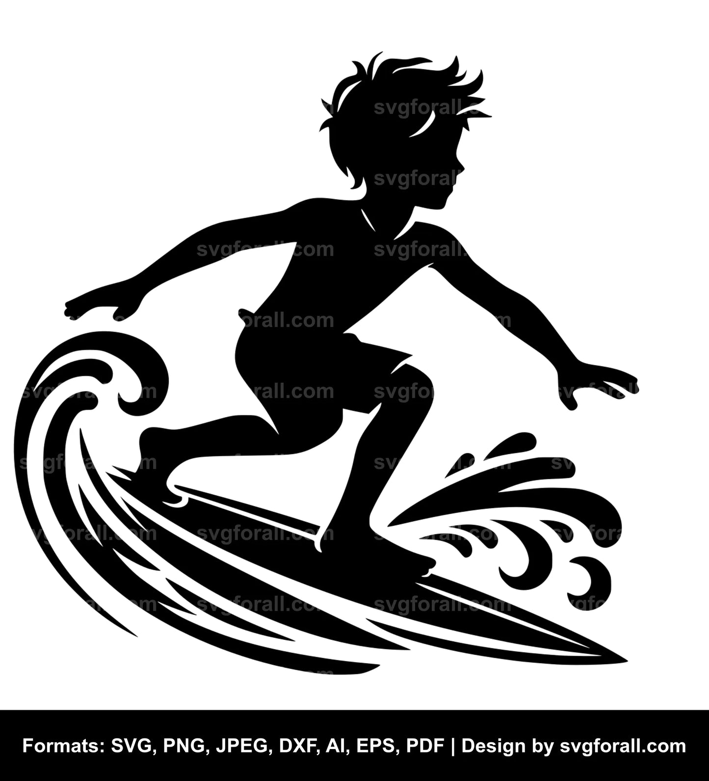 Boy Surfing SVG Clipart