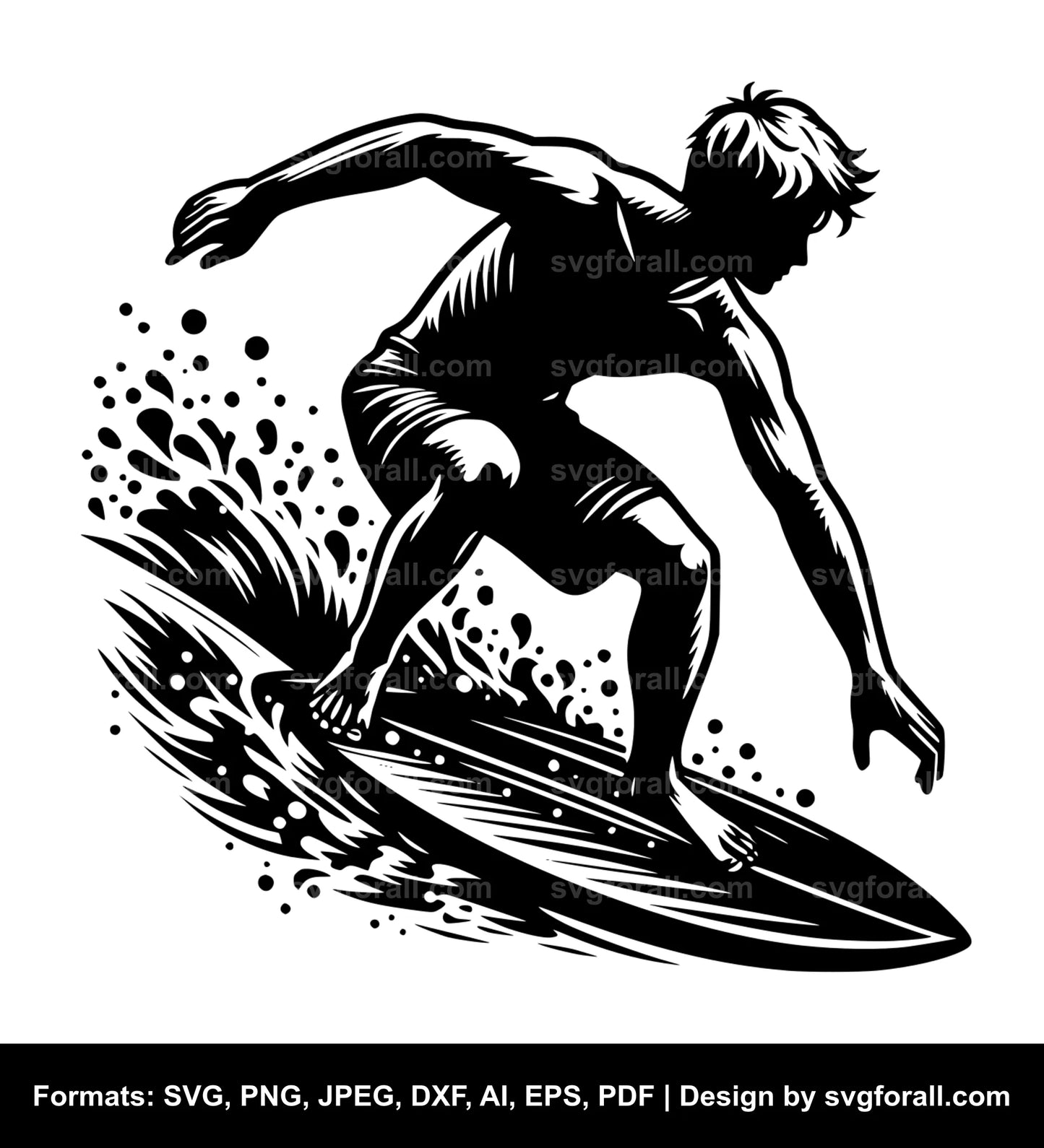 Boy Surfing SVG Design