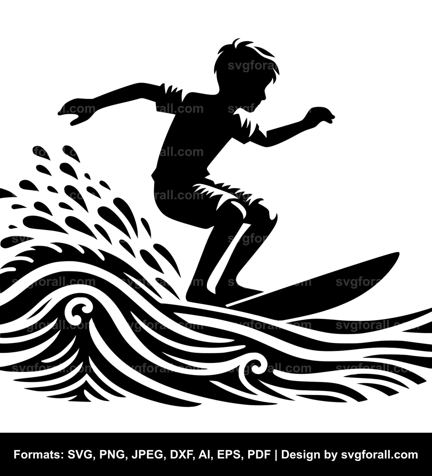 Boy Surfing SVG Download