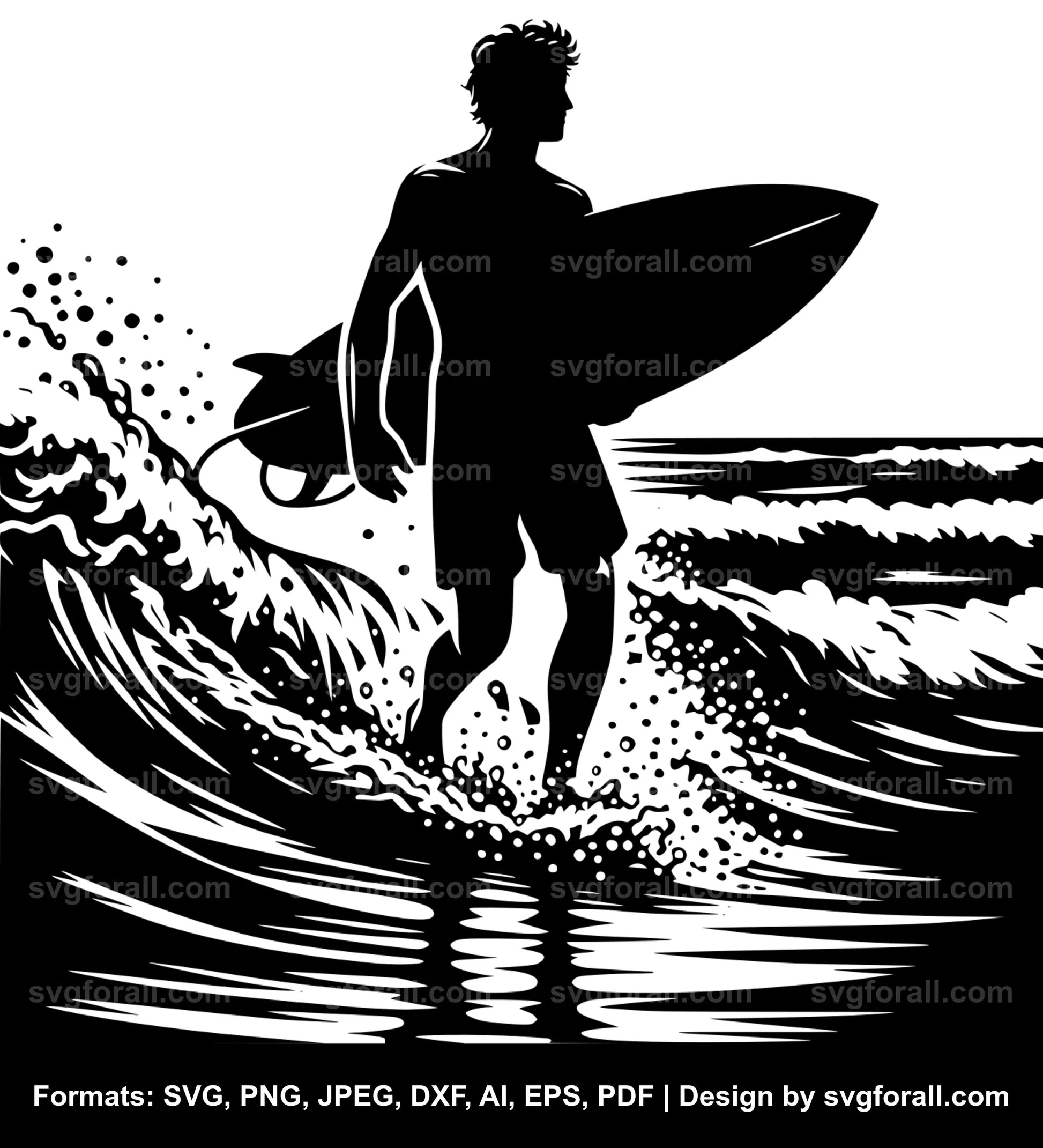 Boy Surfing SVG File