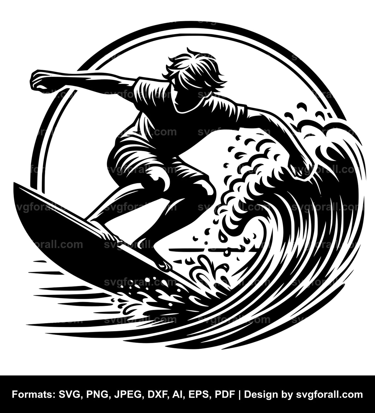 Boy Surfing SVG Vector