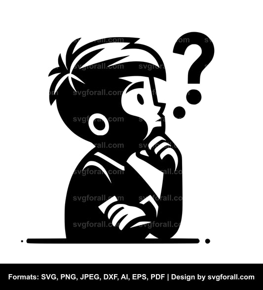 Boy Thinking Vector SVG