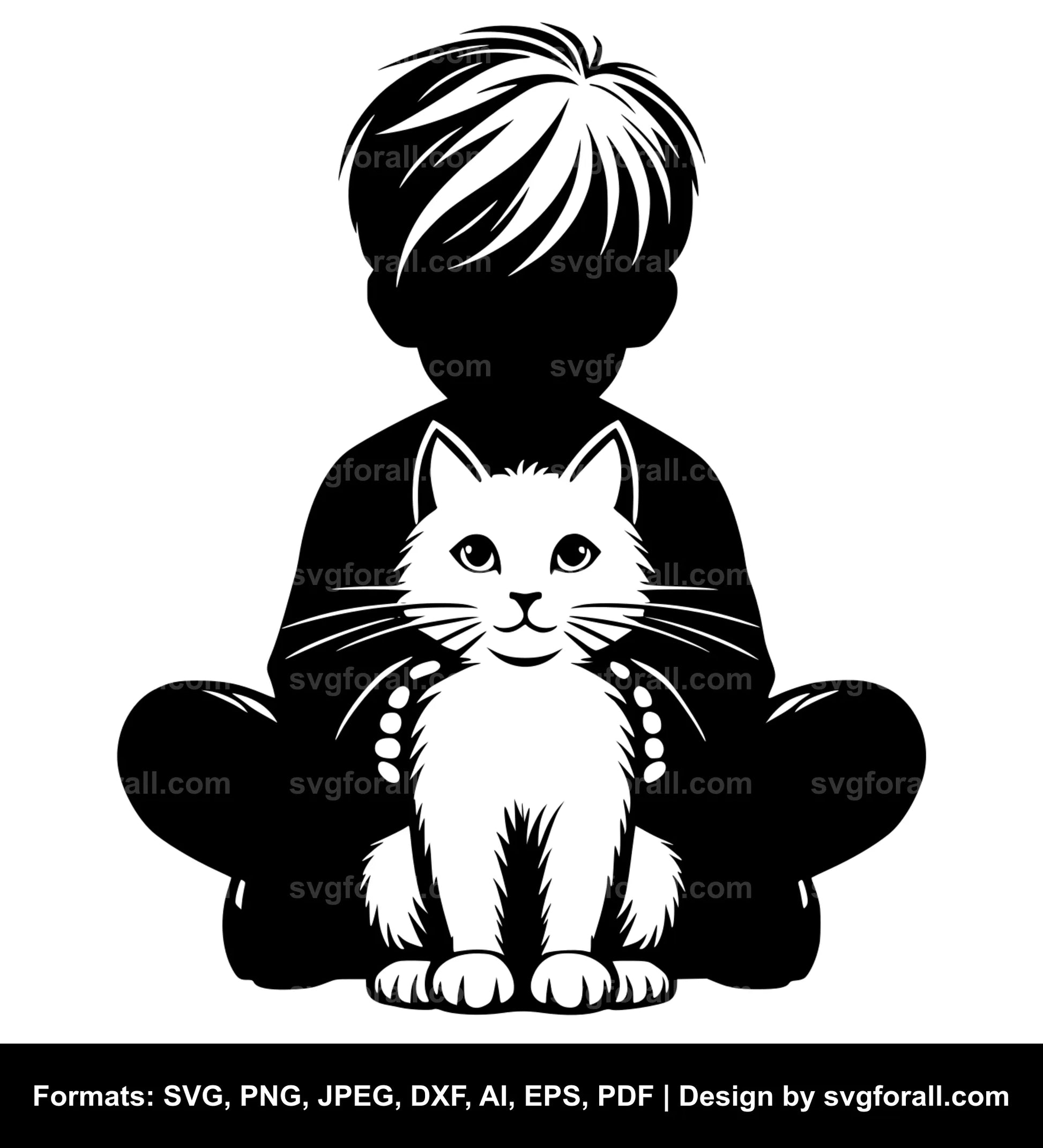 Boy With Cat SVG PNG