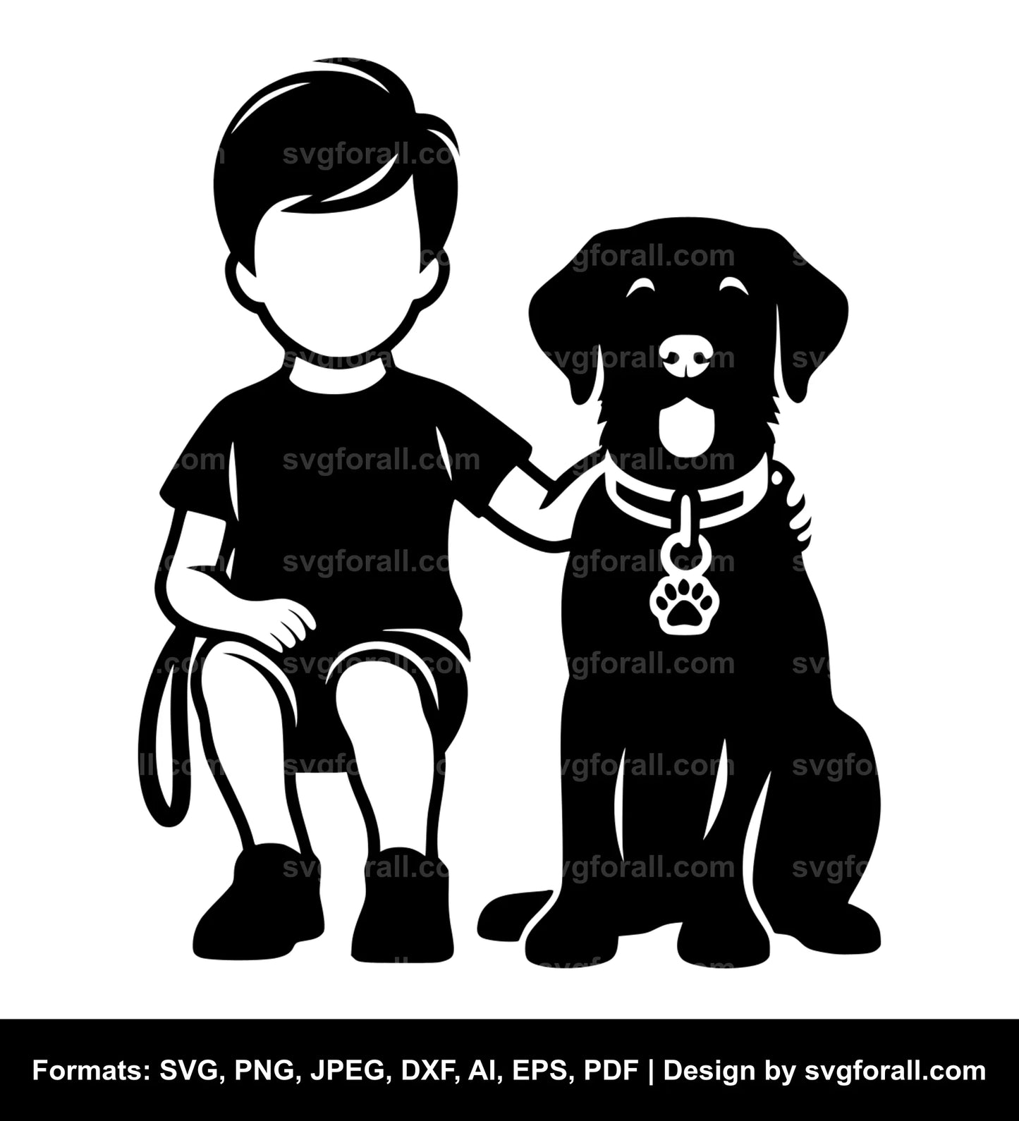 Boy With Dog Cricut SVG