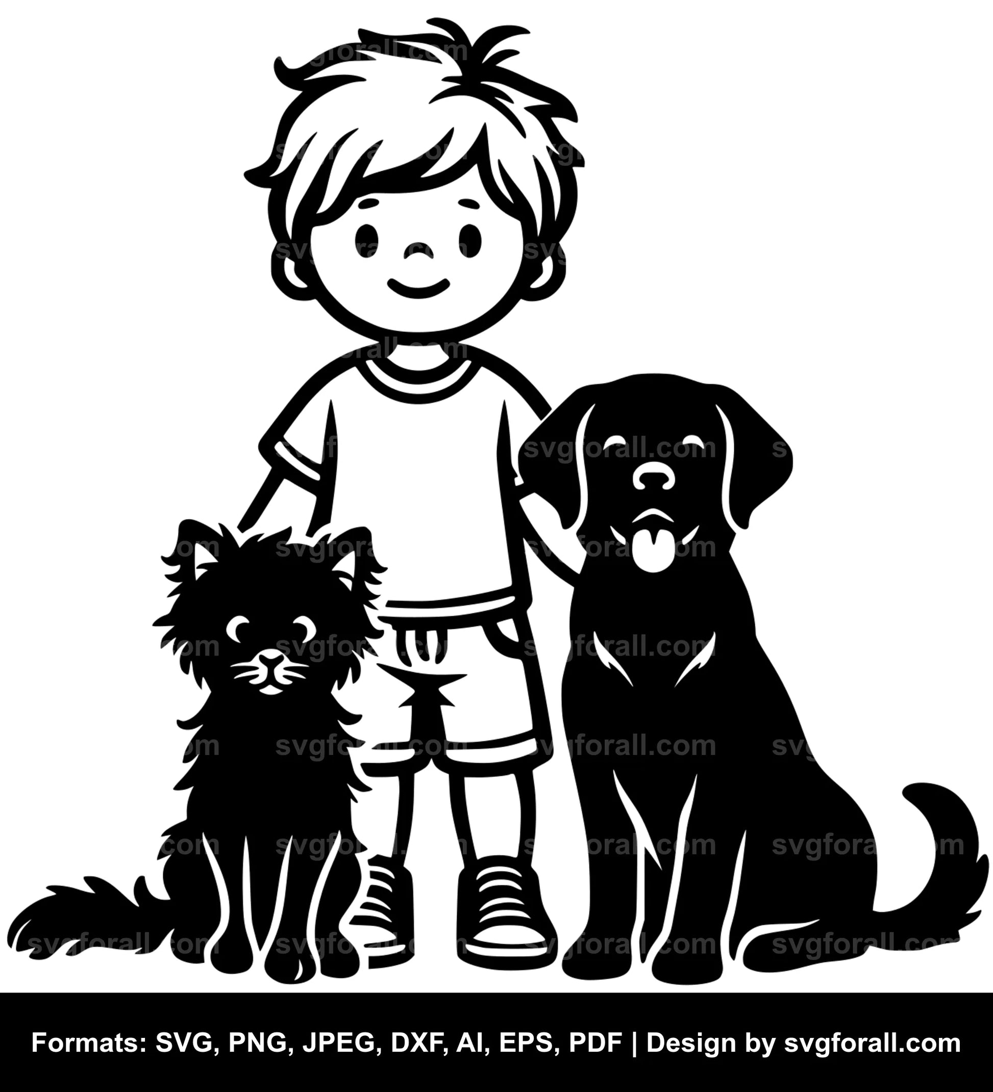 Boy With Dog SVG