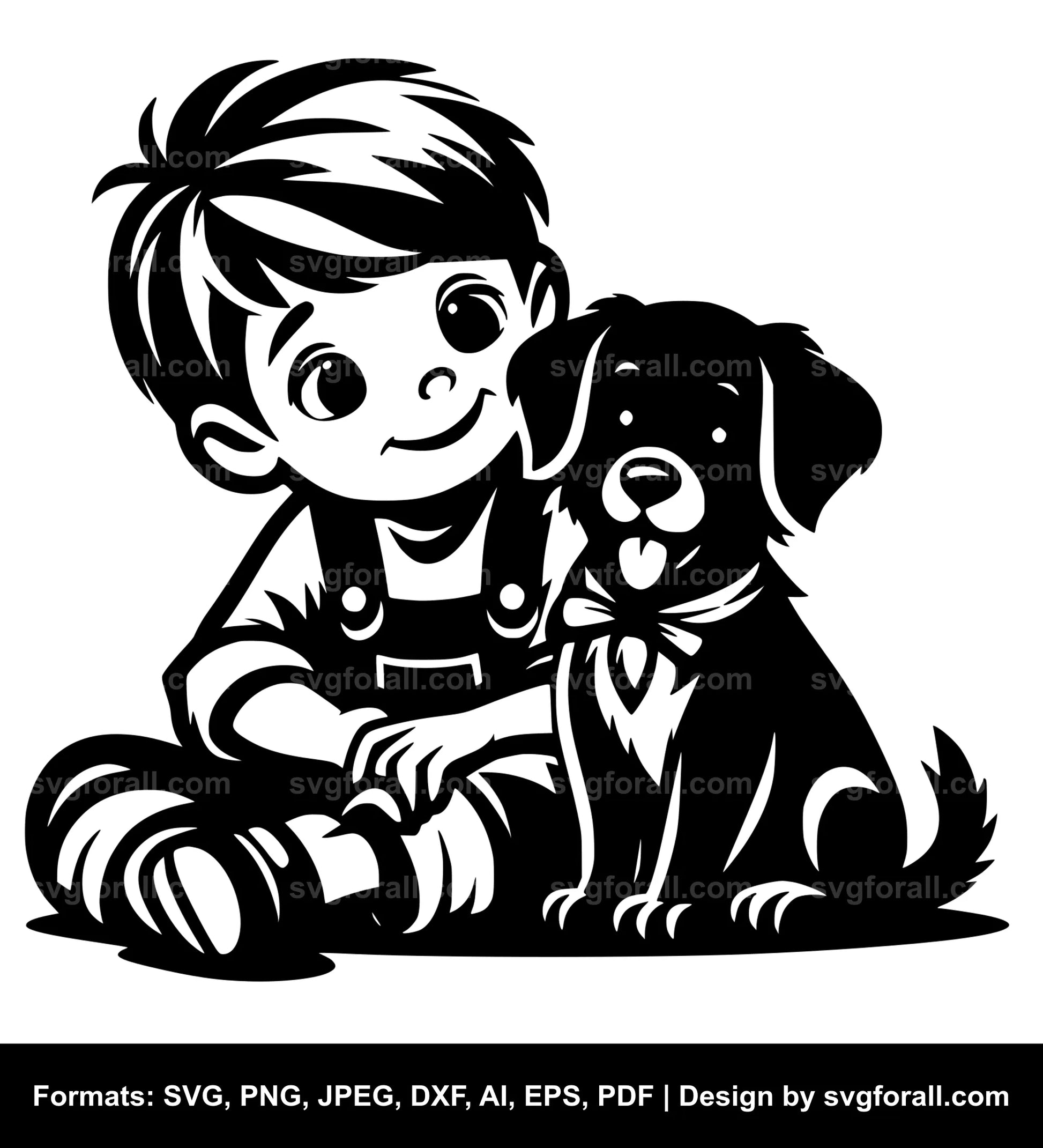 Boy With Dog SVG Design