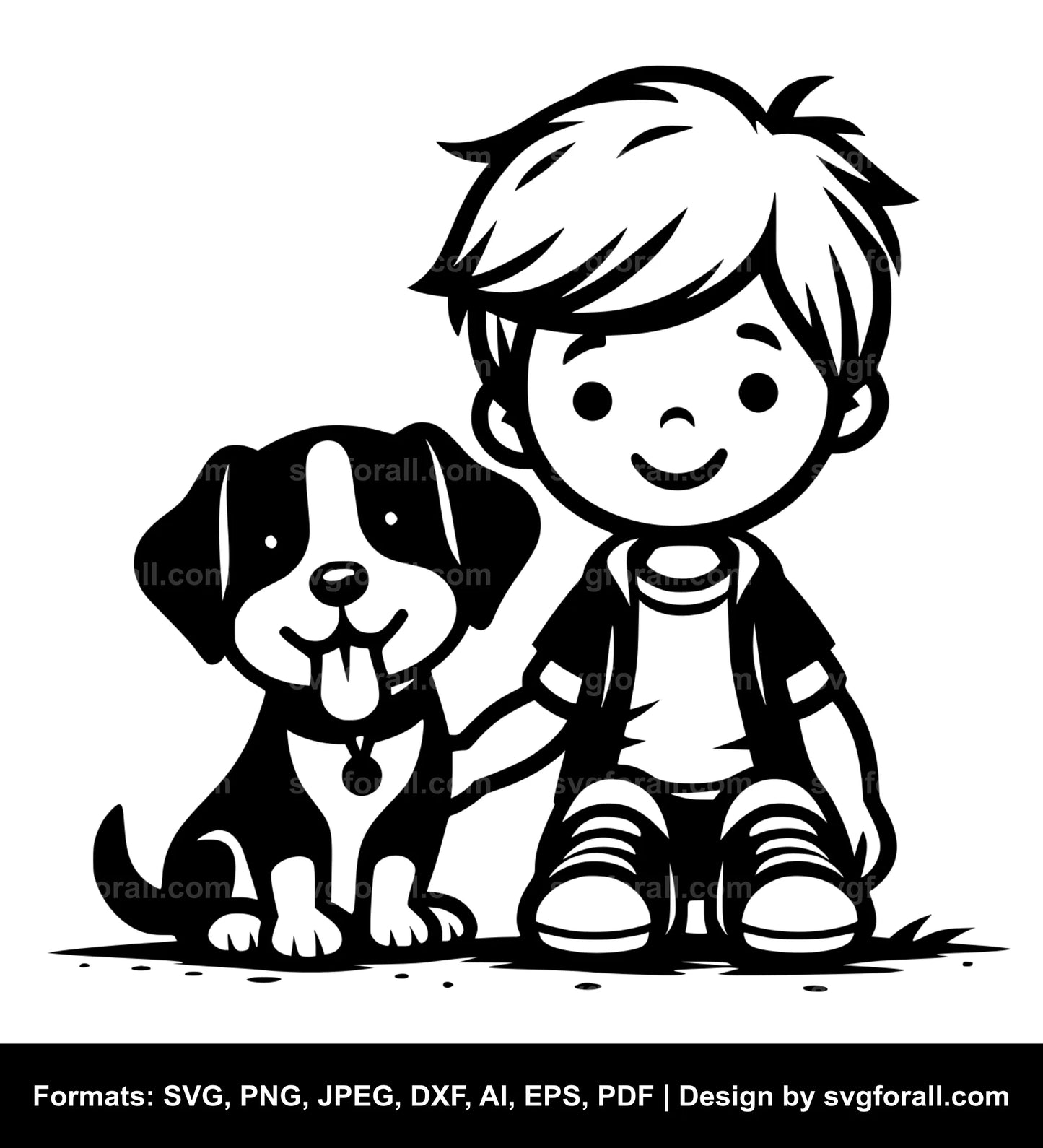 Boy With Dog SVG File