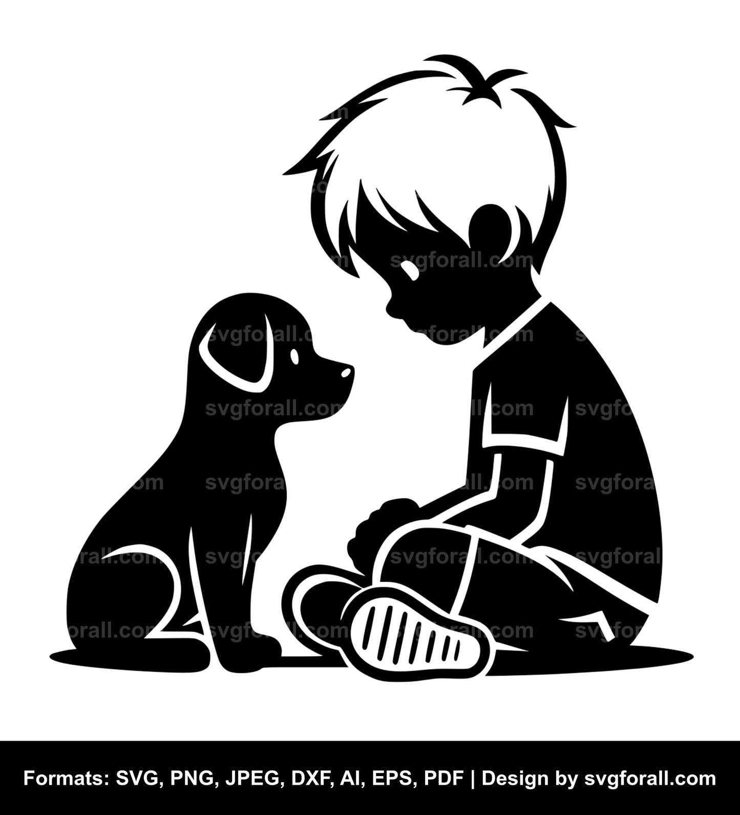 Boy With Dog SVG PNG