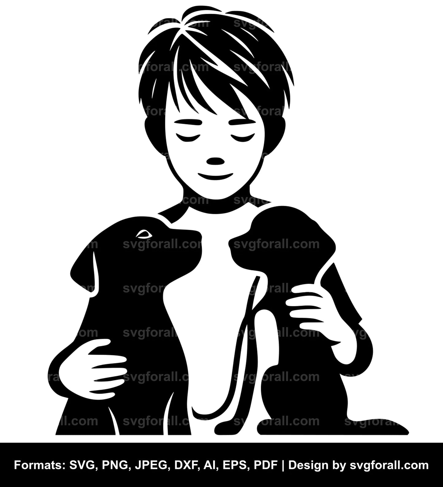 Boy With Dog Vector SVG