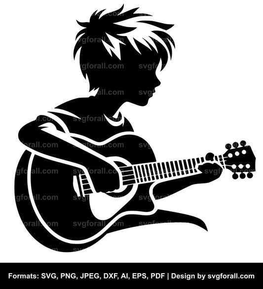 Boy With Guitar SVG