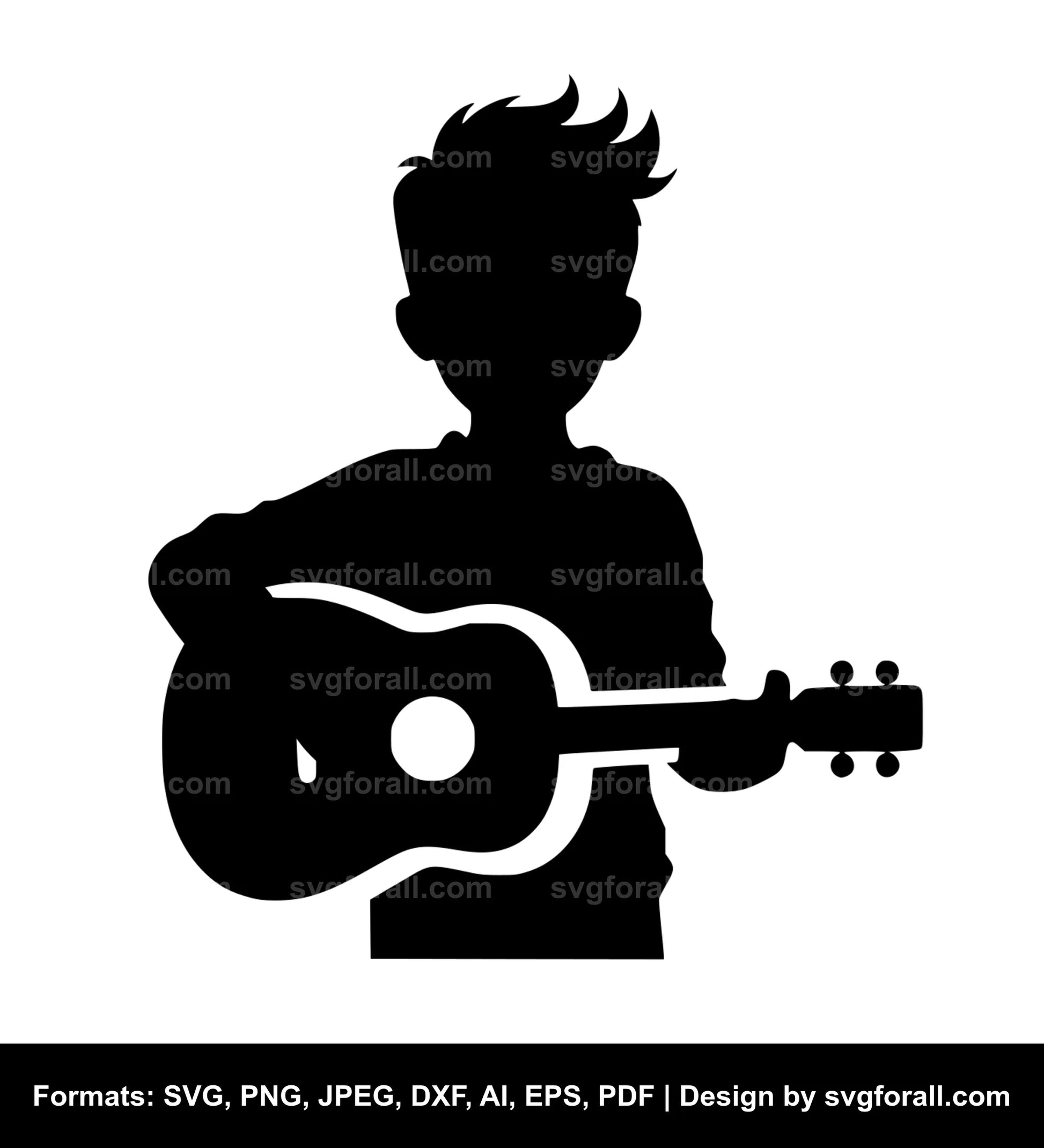 Boy With Guitar SVG PNG