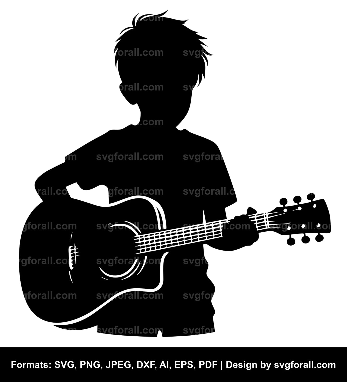 Boy With Guitar Vector SVG