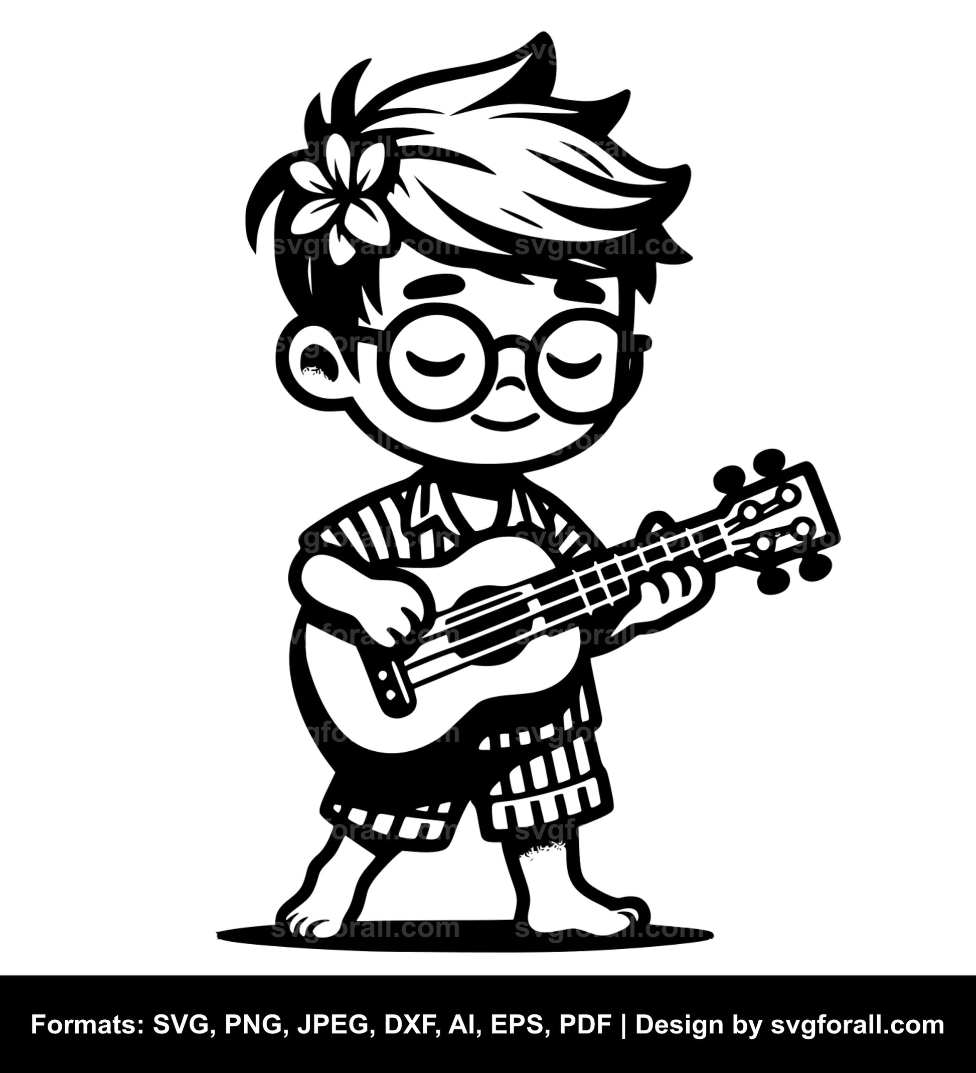 Boy With Ukulele Cricut SVG