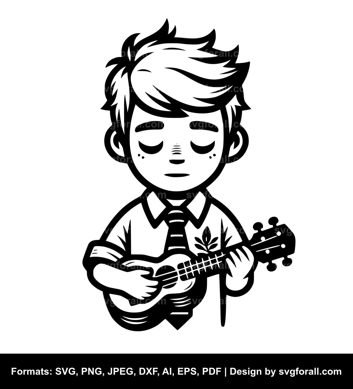 Boy With Ukulele SVG