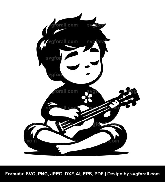 Boy With Ukulele SVG File