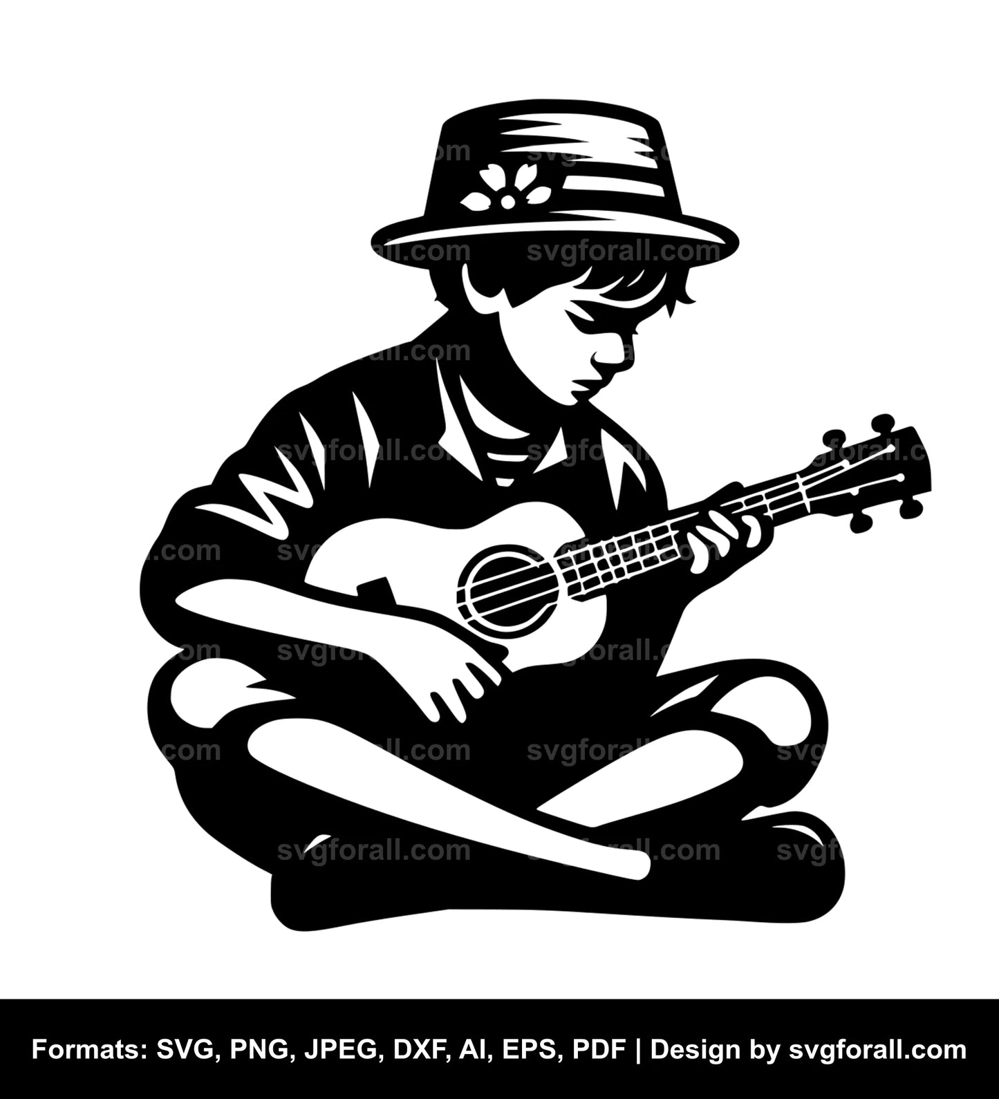 Boy With Ukulele SVG PNG