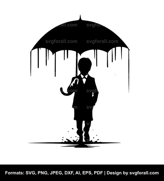 Boy With Umbrella SVG