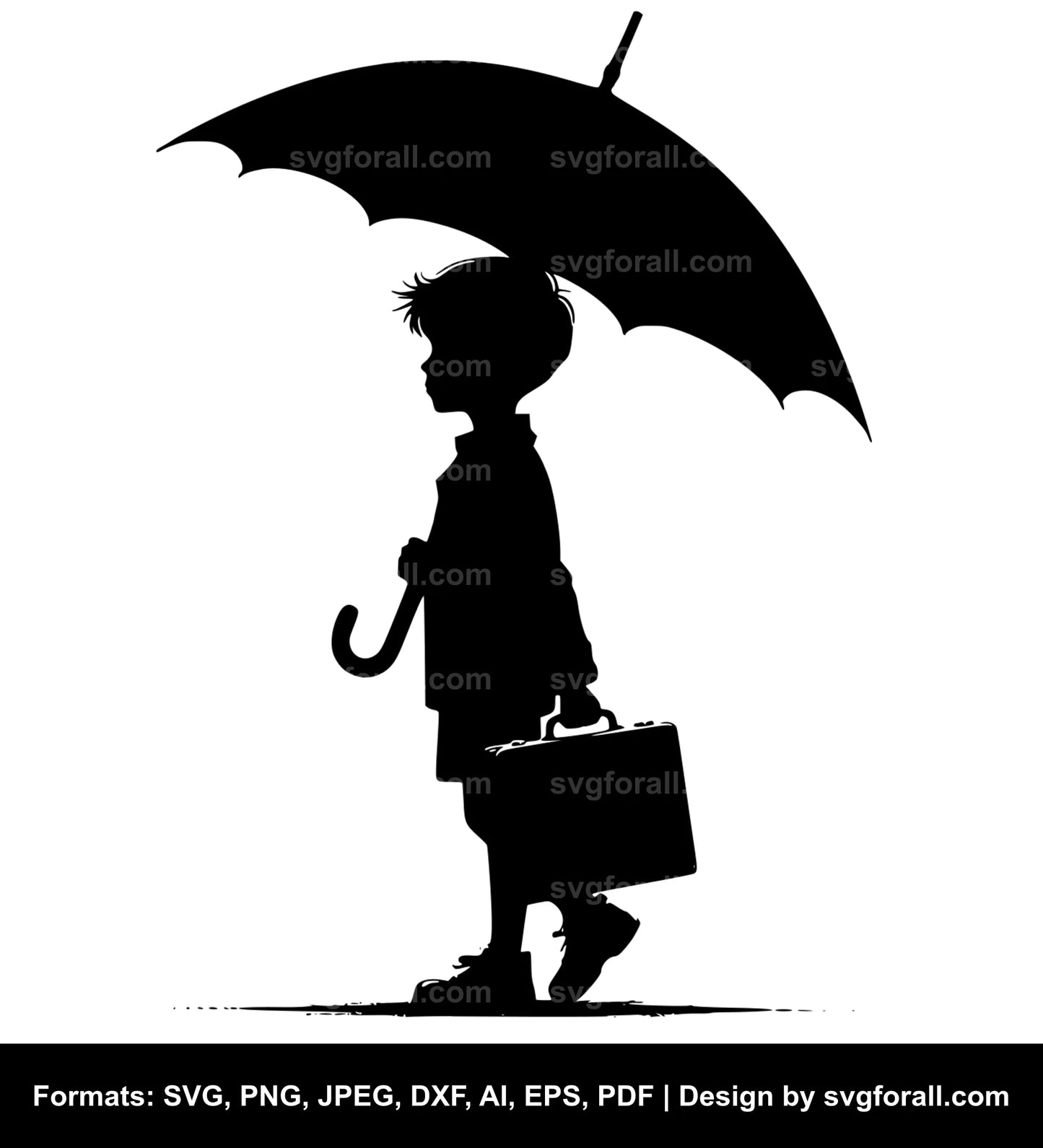 Boy With Umbrella SVG File