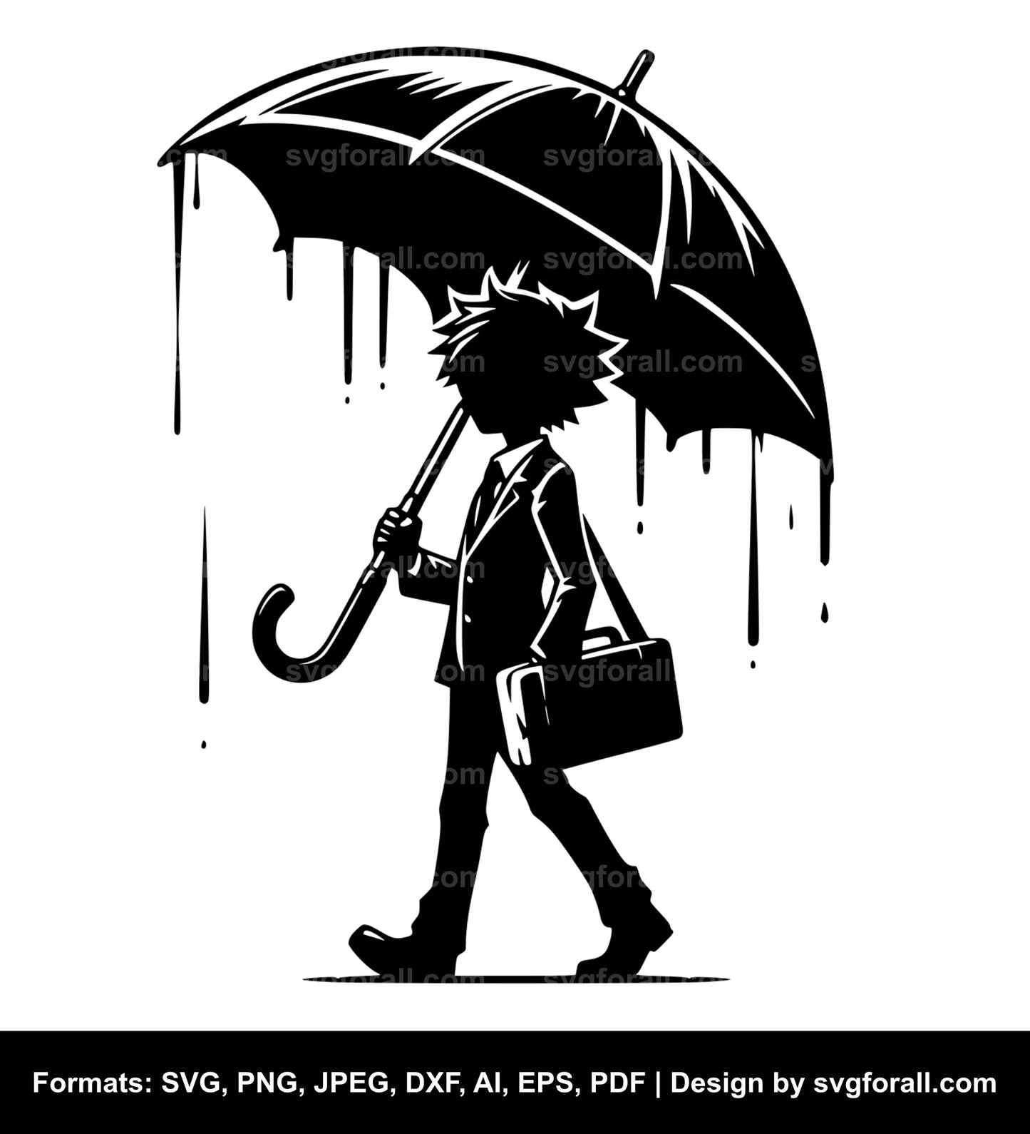 Boy With Umbrella SVG PNG