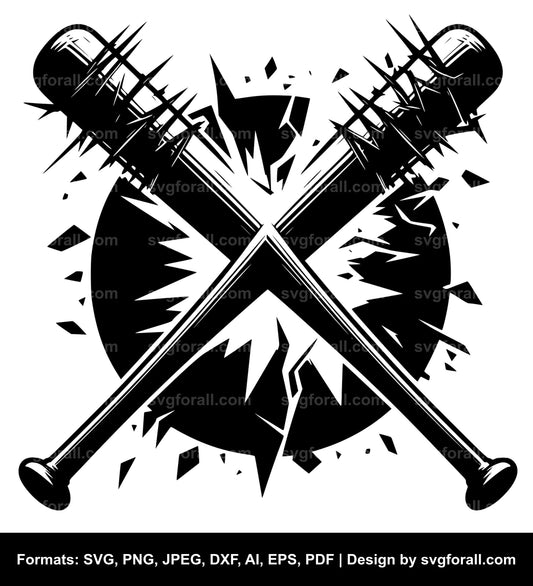 Broken Baseball Bat Black SVG