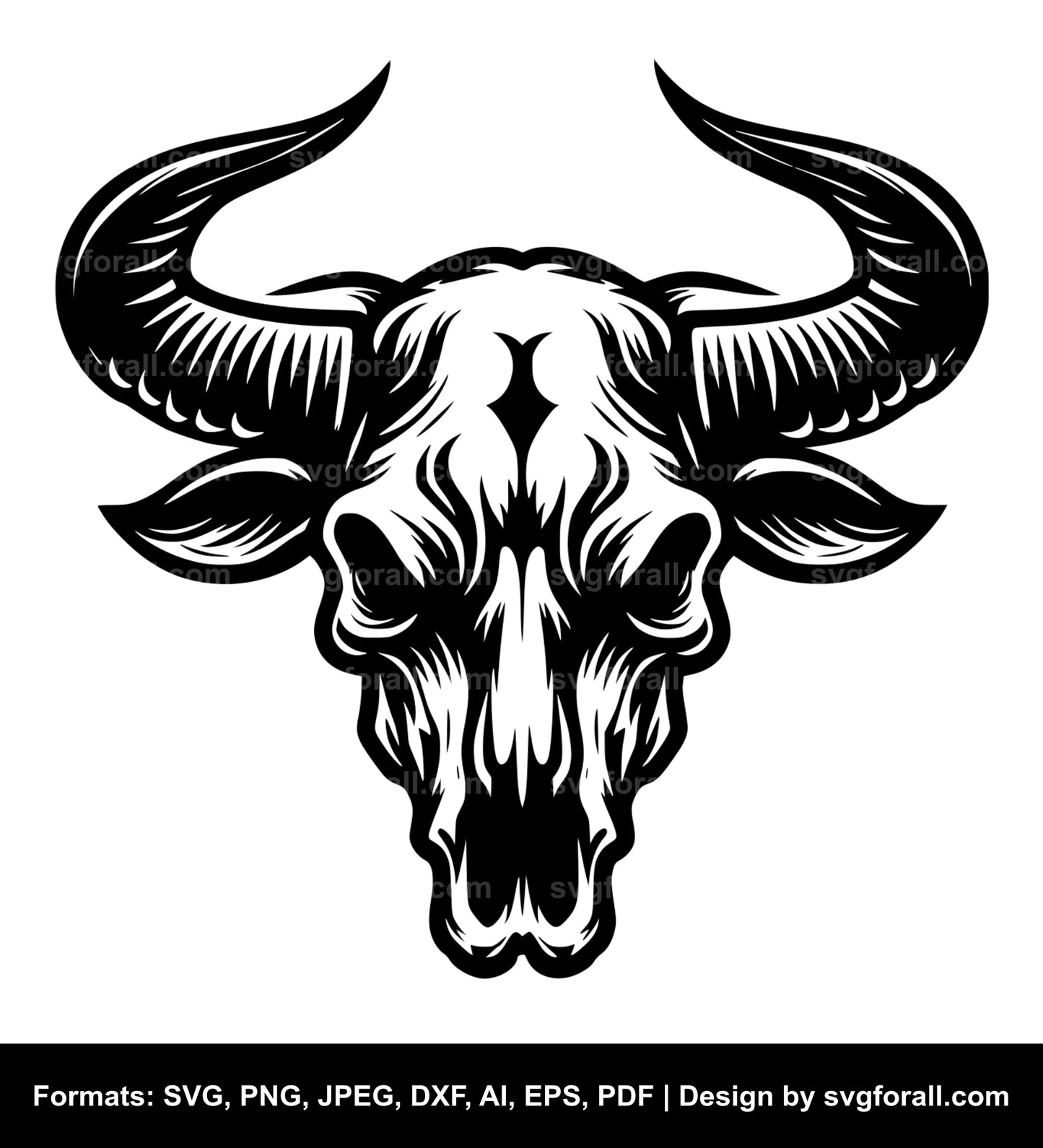 Bull Skull Black SVG