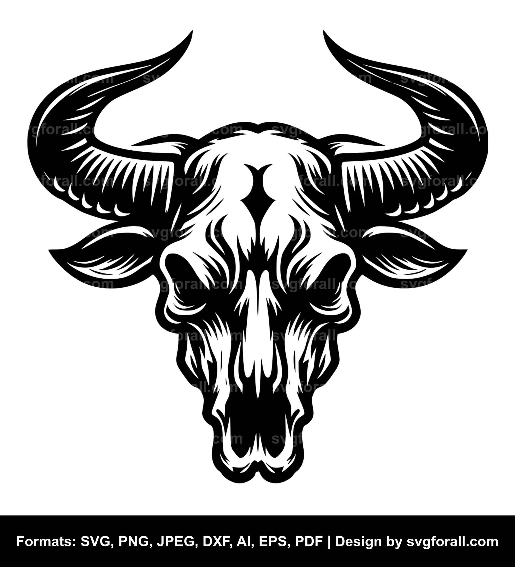 Bull Skull Black SVG