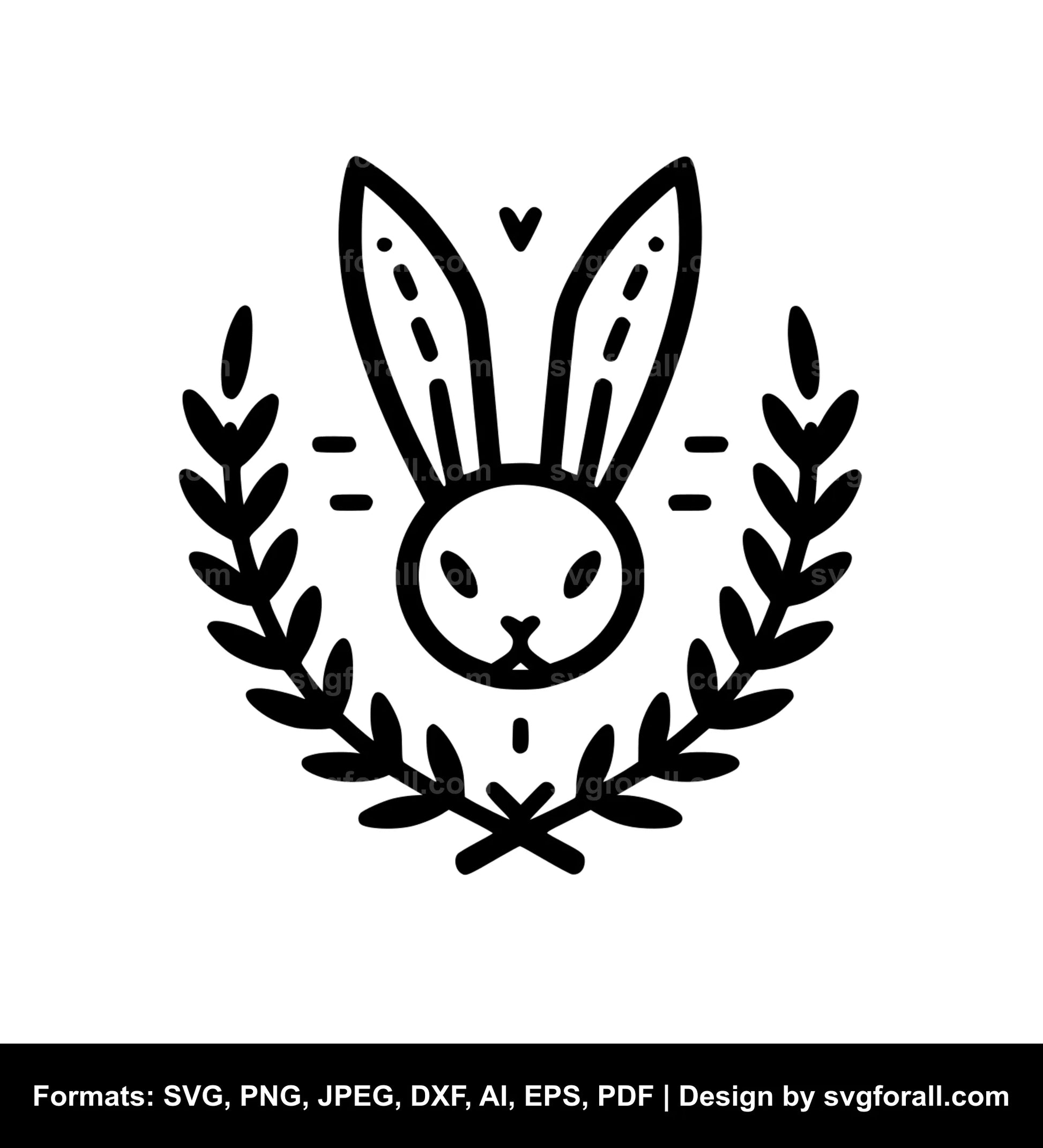 Bunny Face Black SVG