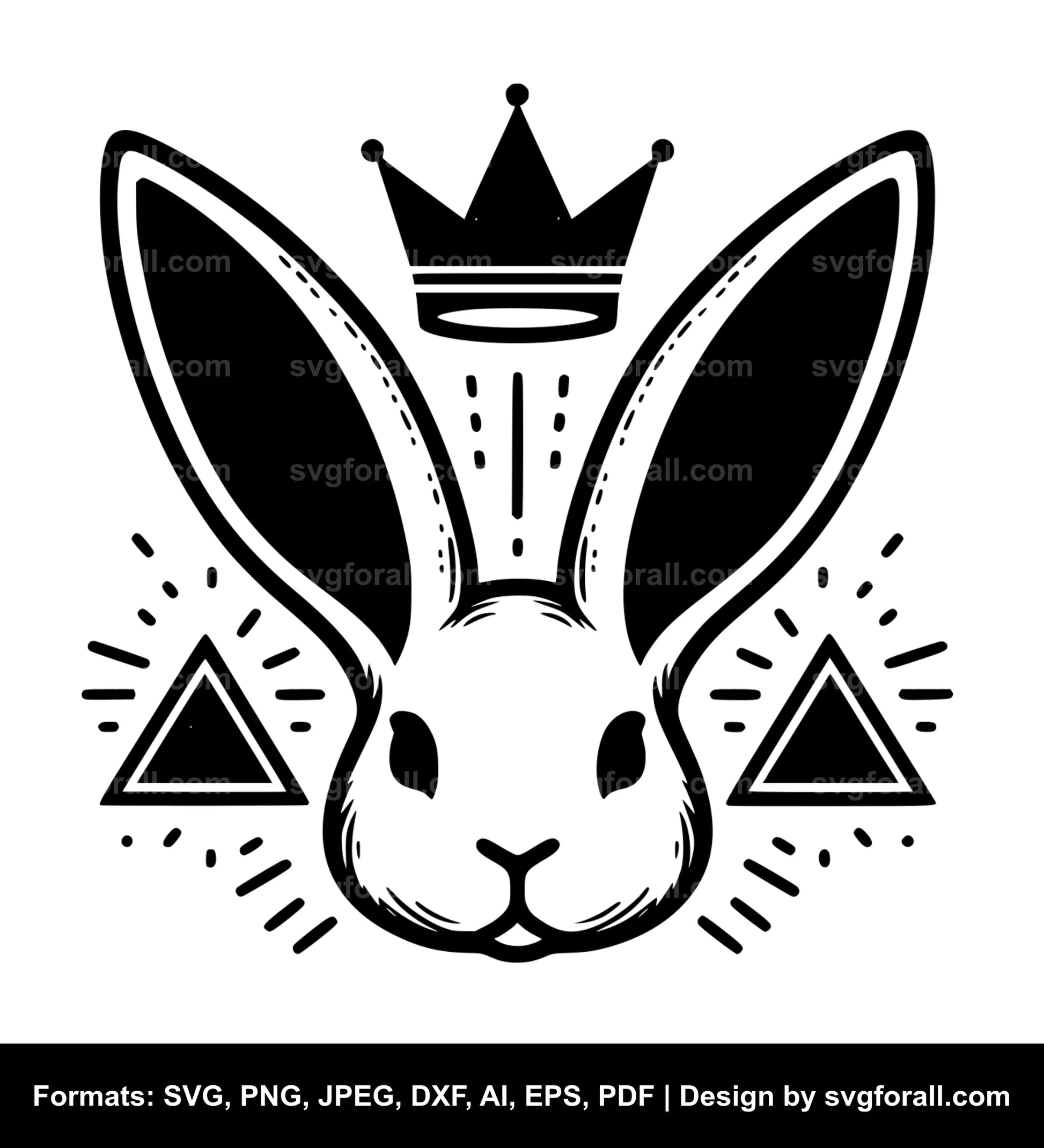 Bunny Face Black SVG PNG