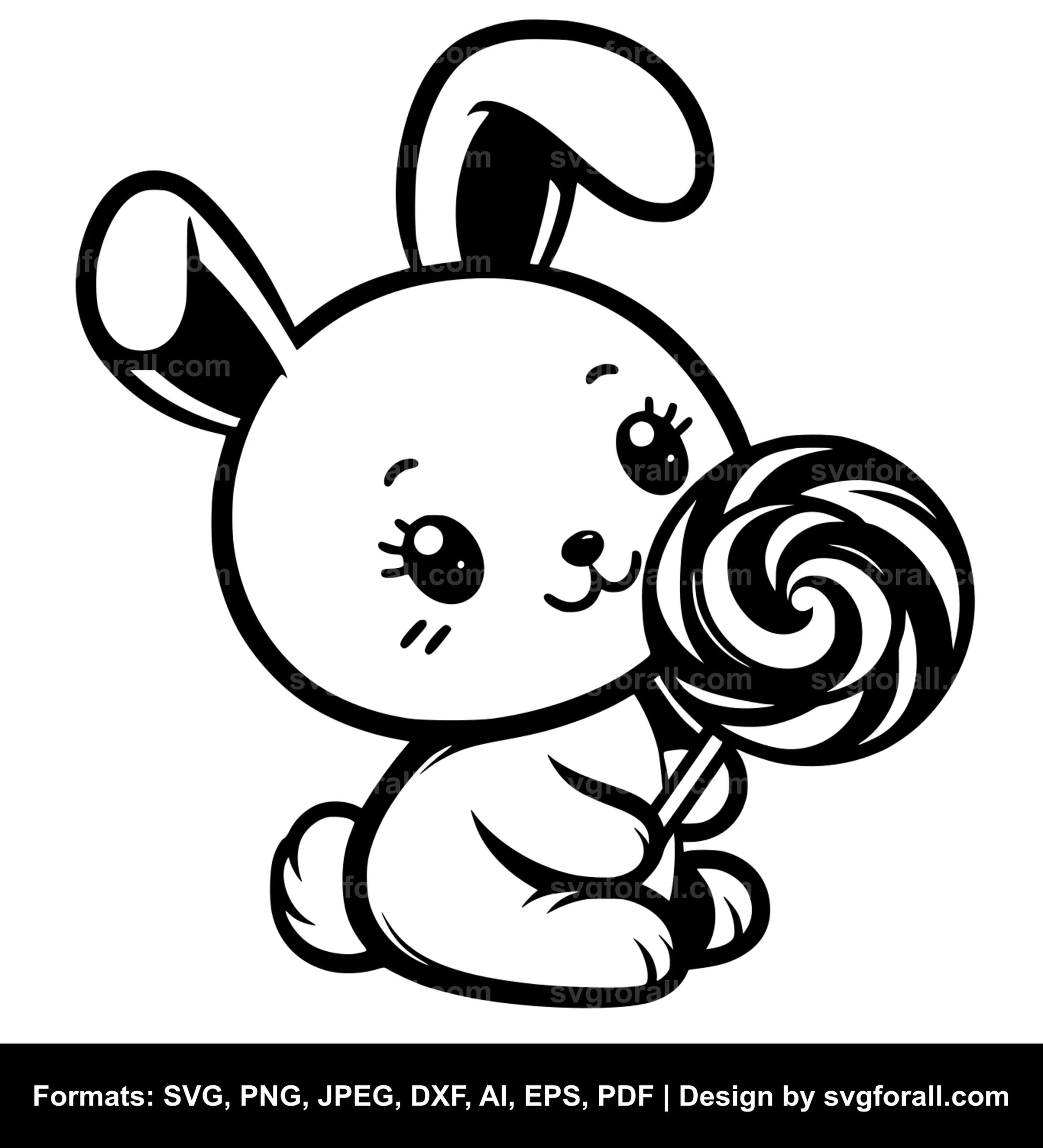 Bunny Holding Lollipop SVG